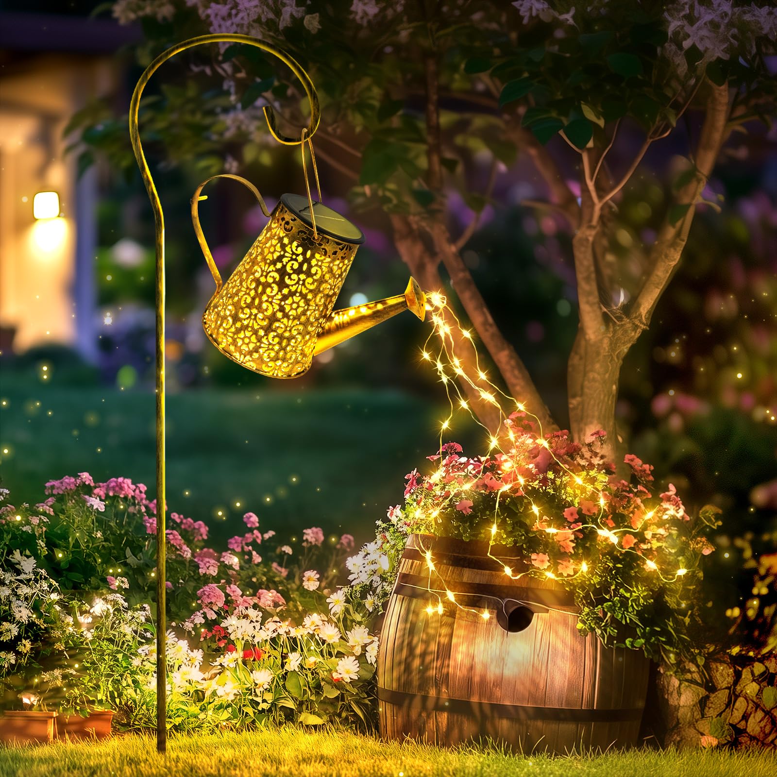Photo 1 of Anordsem Solar Watering Can Lights: Metal Cloud Lantern Outdoor with Hook - Waterproof Garden Art Hanging Decoration for Yard Patio Lawn - Christmas Birthday Gifts for Women Mom Grandma