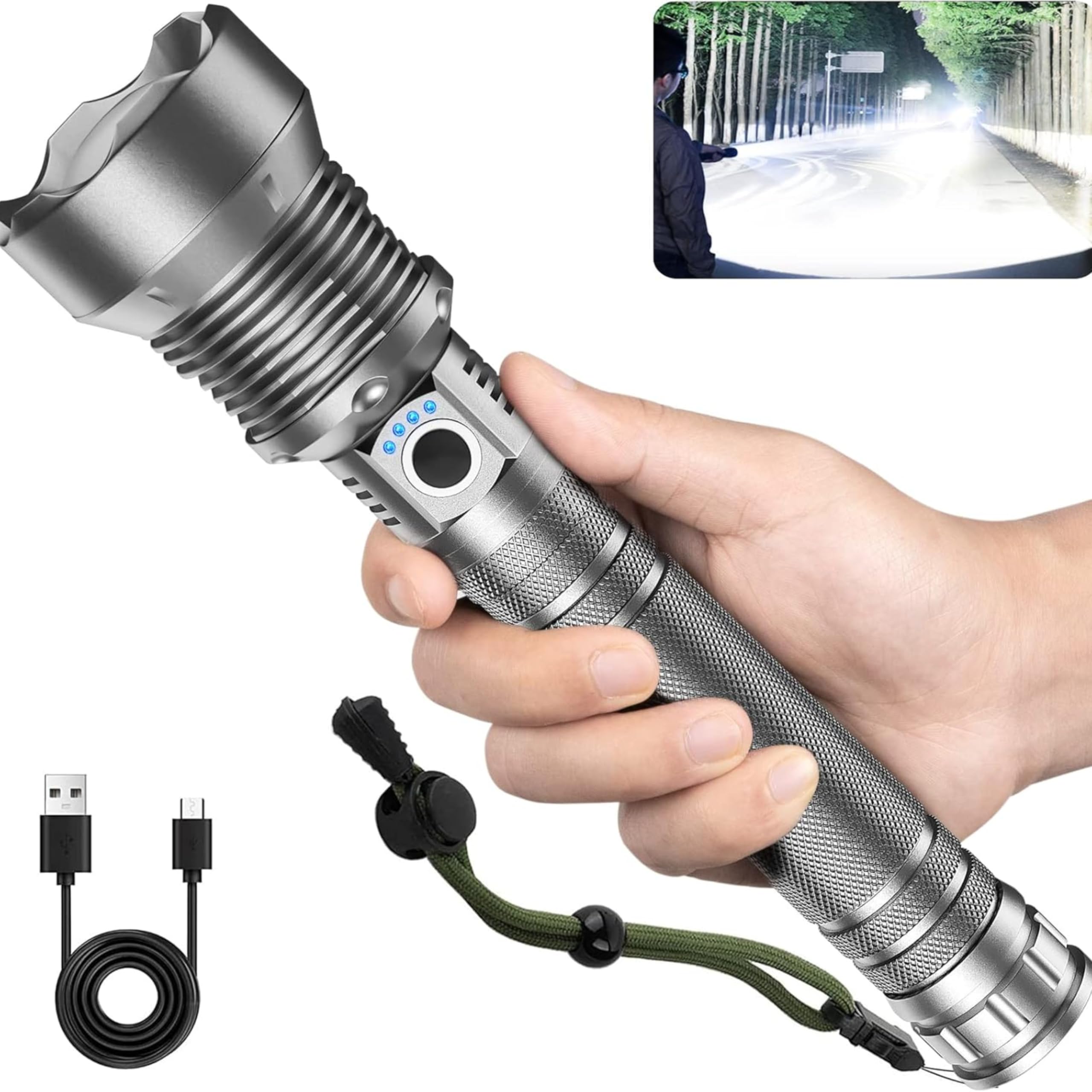 Drumstone (𝐒𝐩𝐞𝐜𝐢𝐚𝐥 𝟏𝟖 𝗬𝗲𝗮𝗿𝘀 Warranty) Rechargeable Zoomable LED Torch - 5 Modes, Bright Light, Durable & Weather-Resistant - Perfect for Outdoor Adventures & Emergency Use-image-13