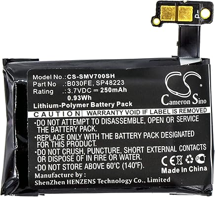 CS 250?mAh Bater?a de pol?mero de Litio Compatible con Samsung Gear 1?SM de V700, sustituye a Samsung b030fe GH43???03992?a sp48223 CS 250?mAh Bater?a de pol?mero de Litio Compatible con Samsung Gear 1?SM de V700, sustituye a Samsung b030fe GH43???03992?a sp48223