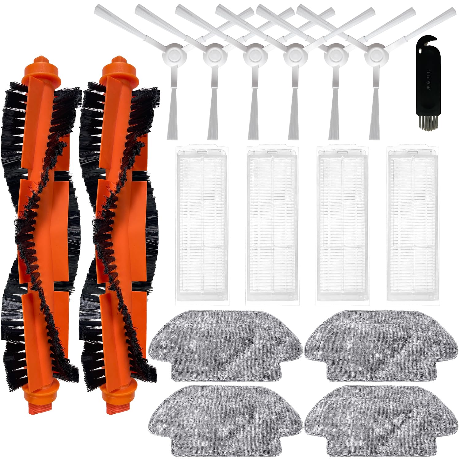 Accesorios Recambios para Xiaomi Mi Robot Vacuum Mop 2S/ Mop Pro/Mop P/ STYJ02YM, Xiaomi Robot Vacuum S12/ S10 EU, 2 Cepillo Principal, 4 Filtro HEPA, 4 Paño, 6 Cepillo Laterale