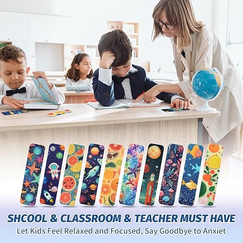 Miniatura 63 de 48 calcomanías sensoriales de ansiedad con caja de almacenamiento, tiras calmantes con 2 calcomanías texturizadas para adultos y adolescentes, tiras