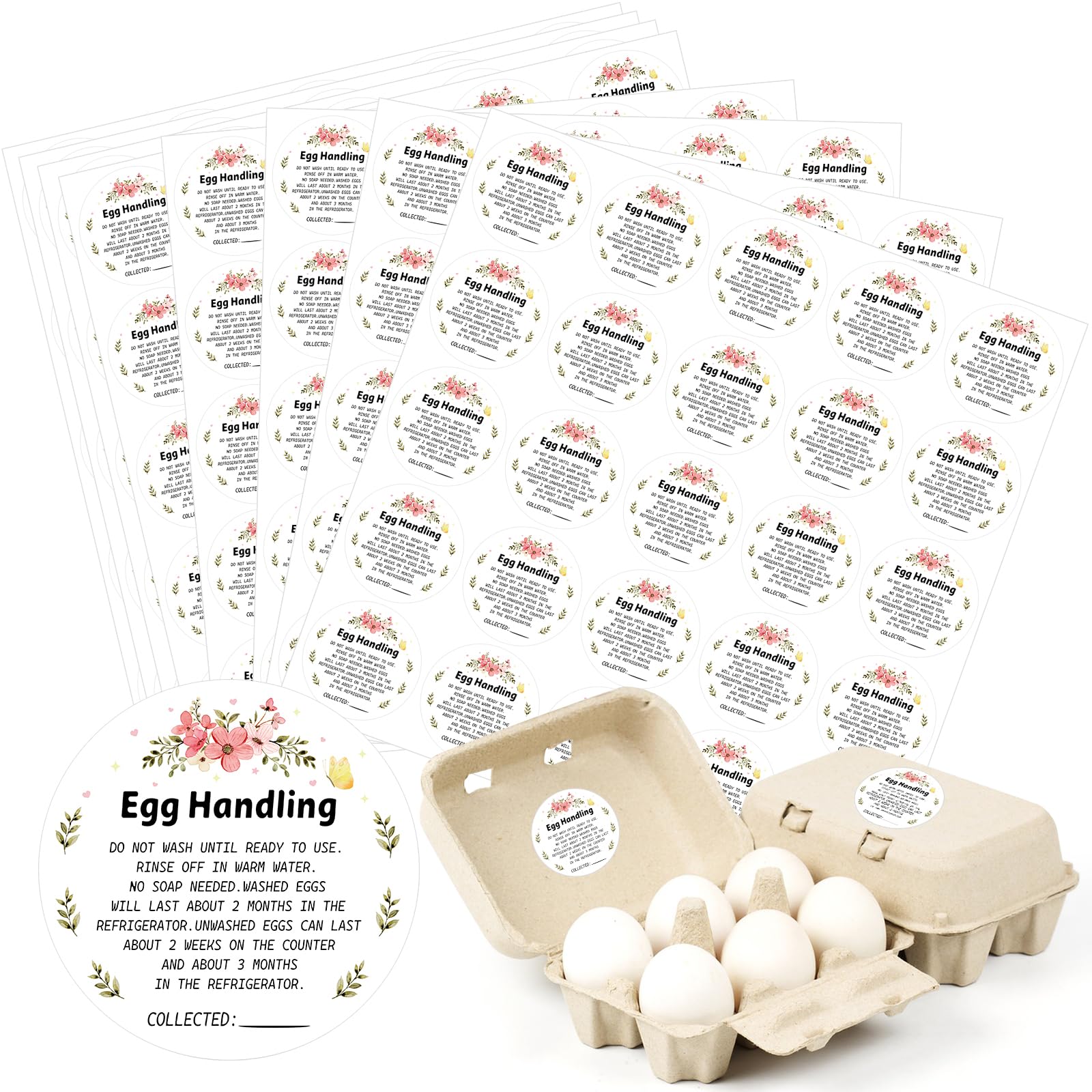 500PCS Farm Fresh Egg Carton Labels, 2 Inch Round Egg Carton Stickers, PET Self Adhesive Writable Farm Fresh Eggs Packaging Stickers for Chicken Quail