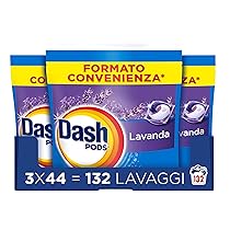 Dash Pods Detersivo In Capsule, 132 Lavaggi (3×44), Lavanda, Rimuove Le Macchie, Igienizza, Dona Freschezza, Brillantezza Per I Capi