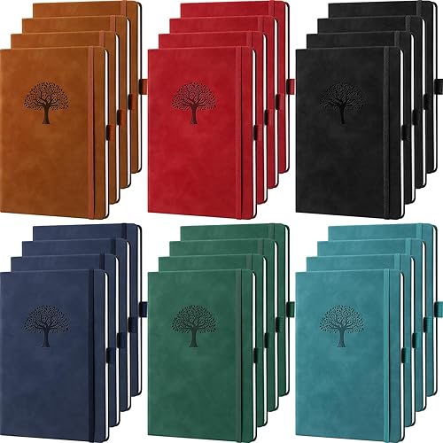 Qeeenar 24 cuadernos a granel de 5.7 x 8.3 pulgadas de cuero recargable, diario de escritura A5, cuaderno de viaje para hombres y mujeres, regalos