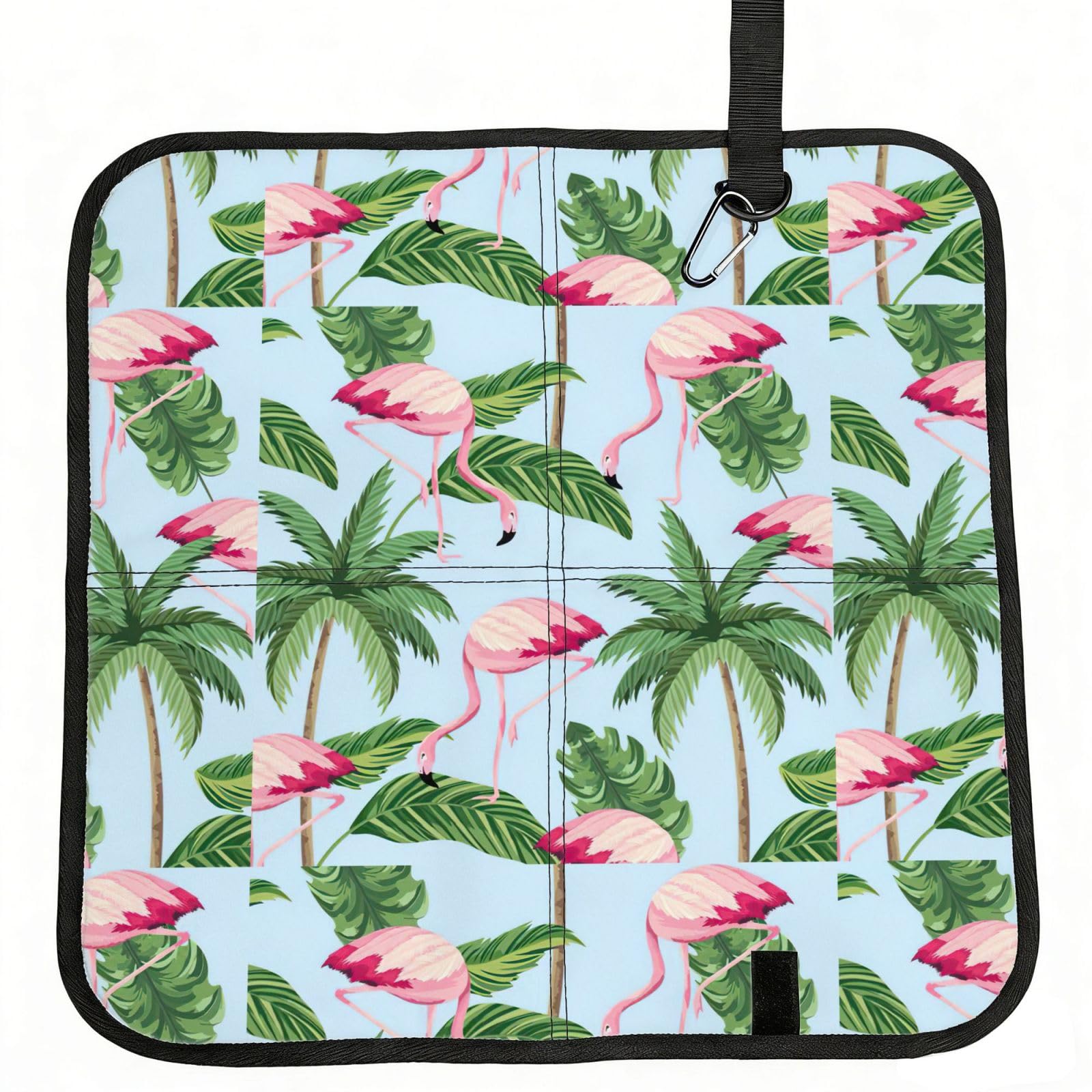 KAPPTYY Tropical flamingos Printed Bleacher Seat Cushion PE Foam Filling, Foldable Sitting Pad for Concert Stadium Events