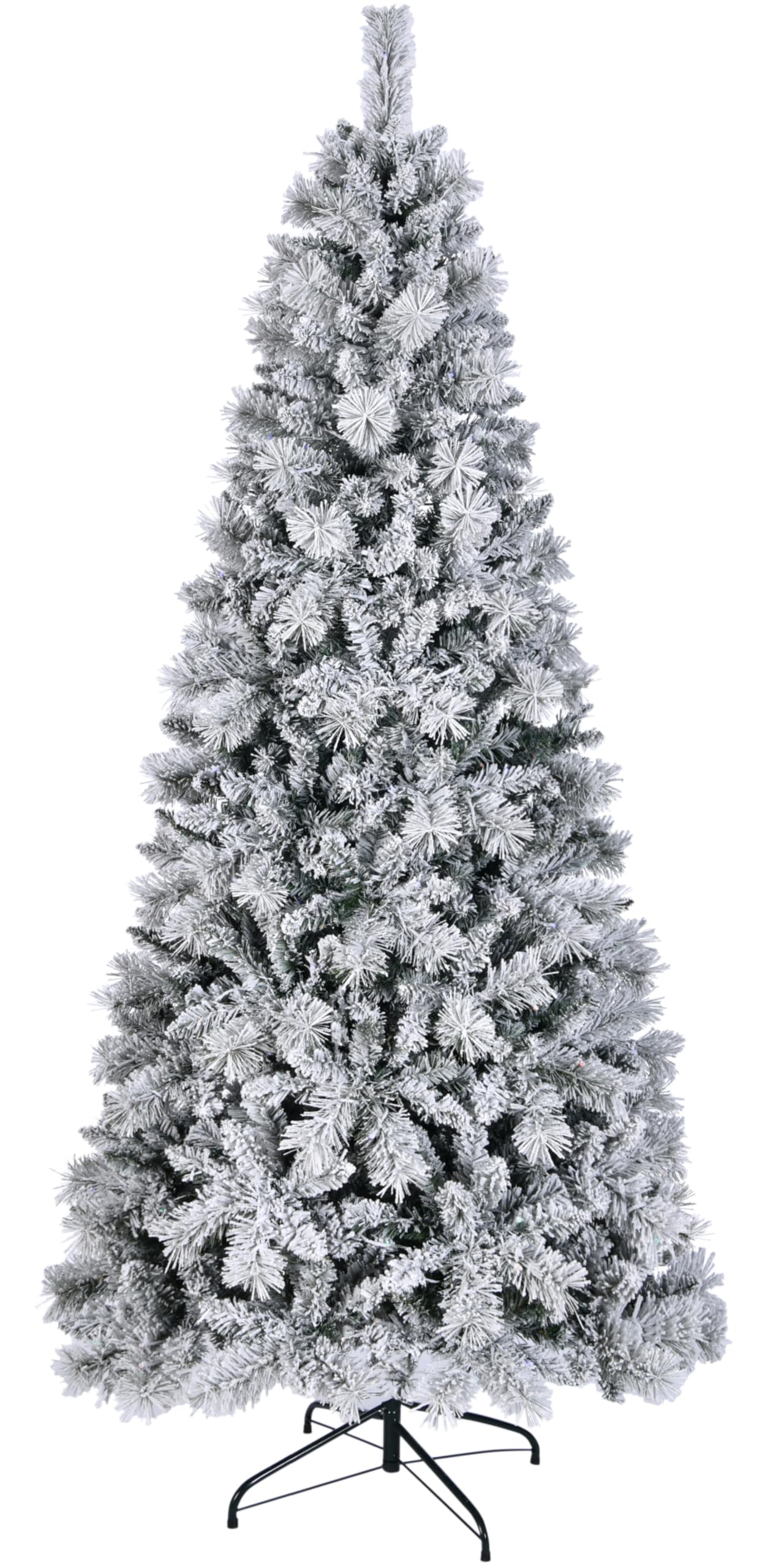 Asinse Sapin de Noël fin floqué de neige de 210 cm – Pin de qualité supérieure non éclairé avec charnière, flocage de neige lourde blanche, 850 pointes de branches, aiguilles de pin, assemblage facile
