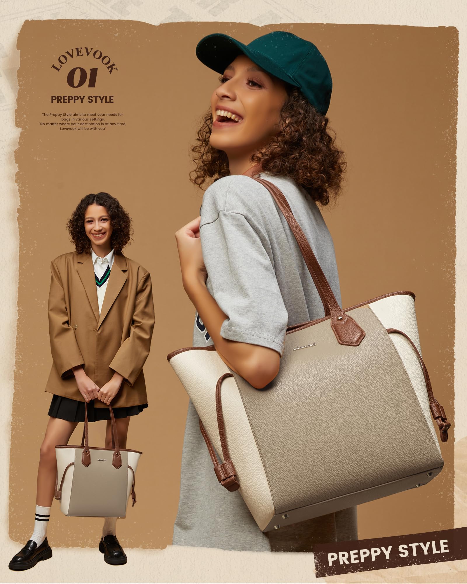 LOVEVOOK Leather Tote Bag for Women, Lightweight Large Capacity Handbag, Waterproof Tote Purse, Ideal for Work, College, Travel, and Gifts, for Teachers, Office Professionals, and Students