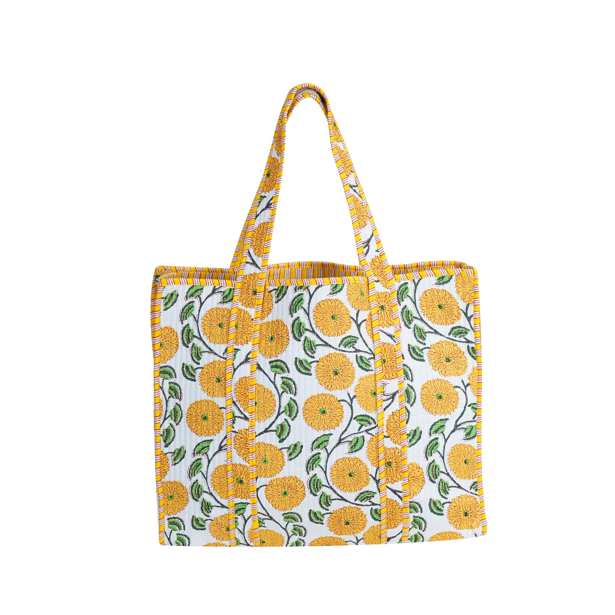 LKGSM RUGS Cotton Tiger Block Print Tote Bag, Indian Handmade Shopping Shoulder Bag, Unisex Market Daily Use, Dn 28, Standard