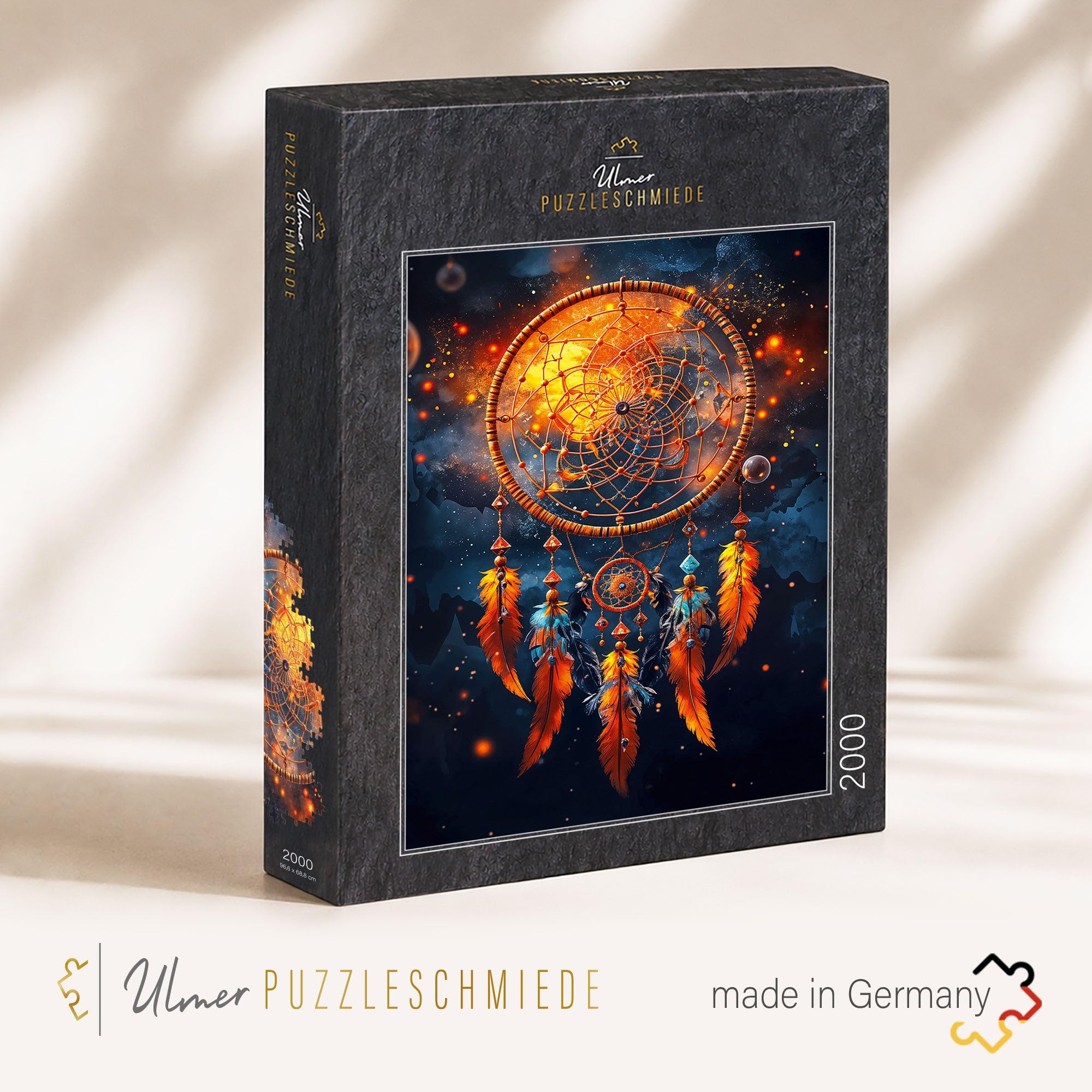 Ulmer Puzzleschmiede Puzzle da 2000 pezzi "acchiappasogni" – simbolo della cultura indiana – motivo puzzle dai colori vivaci dell'amuleto protettivo mitologico – qualità del puzzle made in Germany