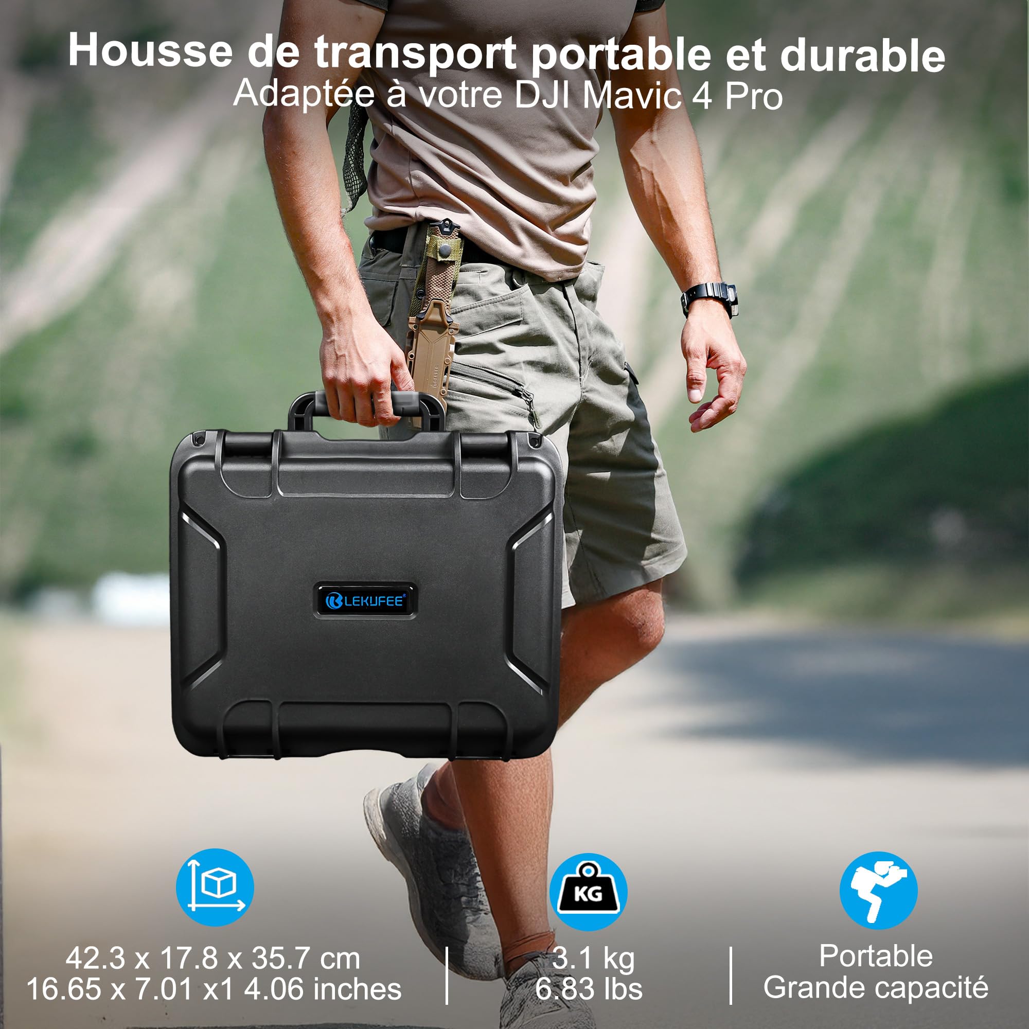 Lekufee Étui de transport rigide étanche pour drone DJI Mavic 4 Pro, Creator Combo, Fly More Combo, DJI RC Pro 2/RC 2, batterie (7 pièces), concentrateur de charge et autres accessoires (étui