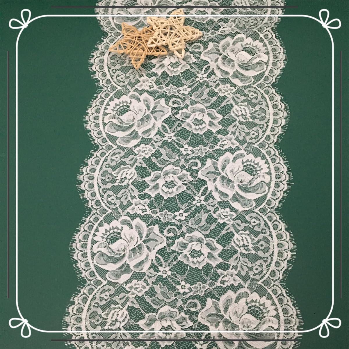 11 Inches by 3 Yards Classic Vintage Flower Pattern French Eyelash Edge Lace Fabric Lace Ribbon Trim Material Clothing Accessory for Sewing, Home Decoraions (White)