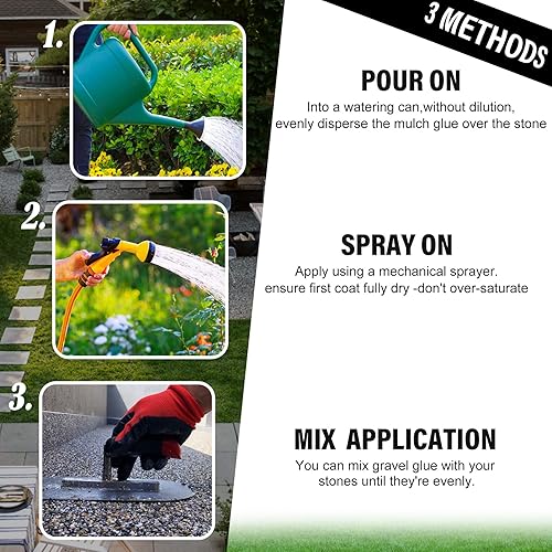 Miniatura 7 de Pegamento de mantillo  Carpeta adhesiva de grava de mantillo de 1 galón con aplicador para paisajismo, jardín, no tóxico, listo para usar, pegamento