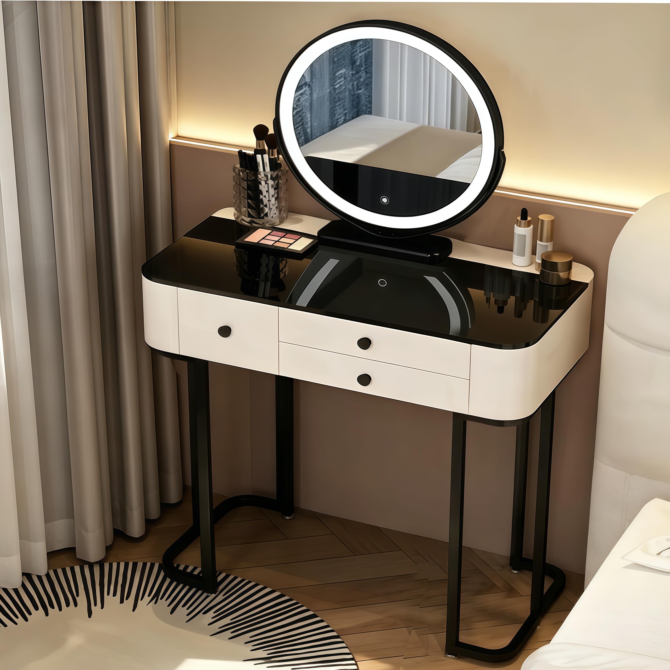 MJKCBD Dressing Table with LED Mirror & 3-Colour Adjustment, White 31.5″ — image 1