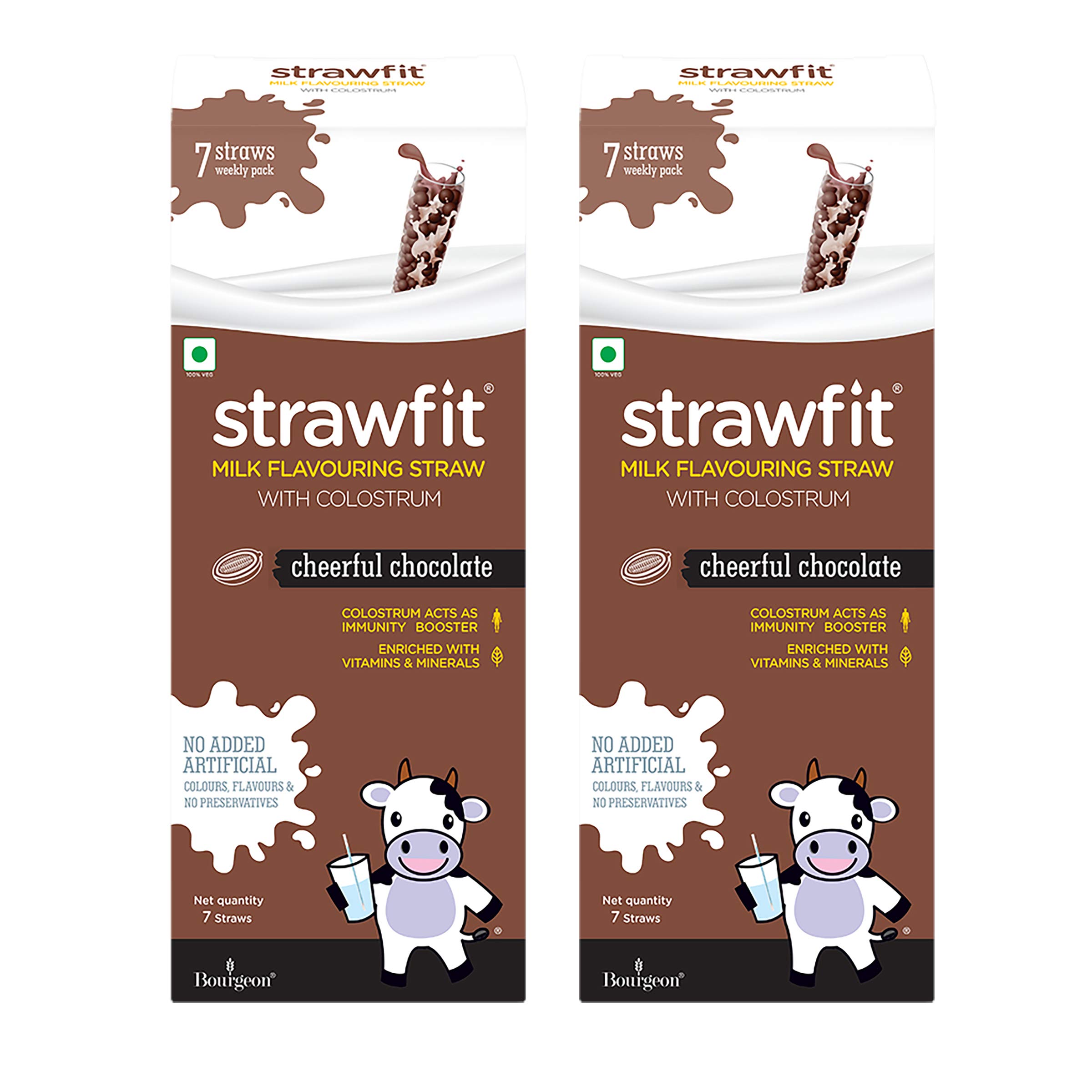 Strawfit Cheerful Chocolate Flavoring Straws with Colostrum for Immunity | New Way of Drinking Milk | Yummy, Nutritious & Healthy Choice | India's 1st Milk Flavored Straw (Combo Pack of 2, 14 Straws)-image-29