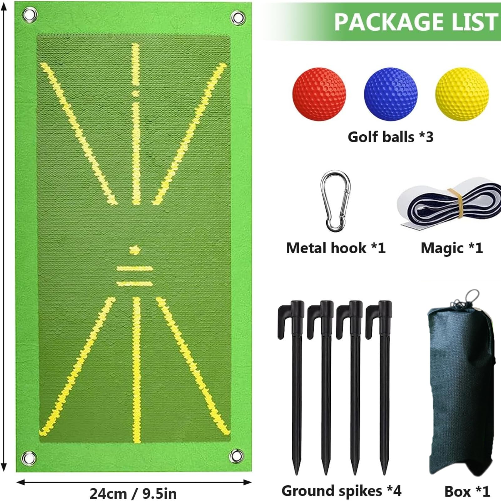 Alfombra de Golf con Bolsillo Negro 10pcs Mat de Entrenamiento para Interior