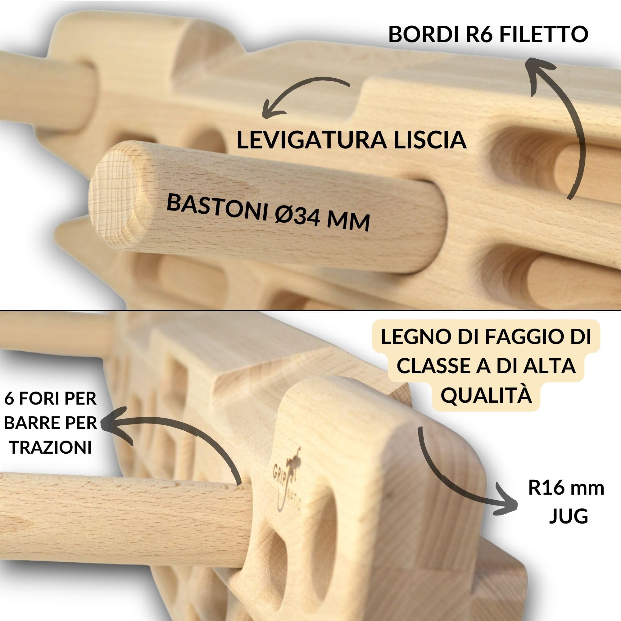 FingerPeg 1.0 Hangboard – Fingerboard a profondità Multipla per Allenamento di Arrampicata – con Barre per Trazioni & Prese Sferiche – capacità di Carico di 120 kg – Design Unico