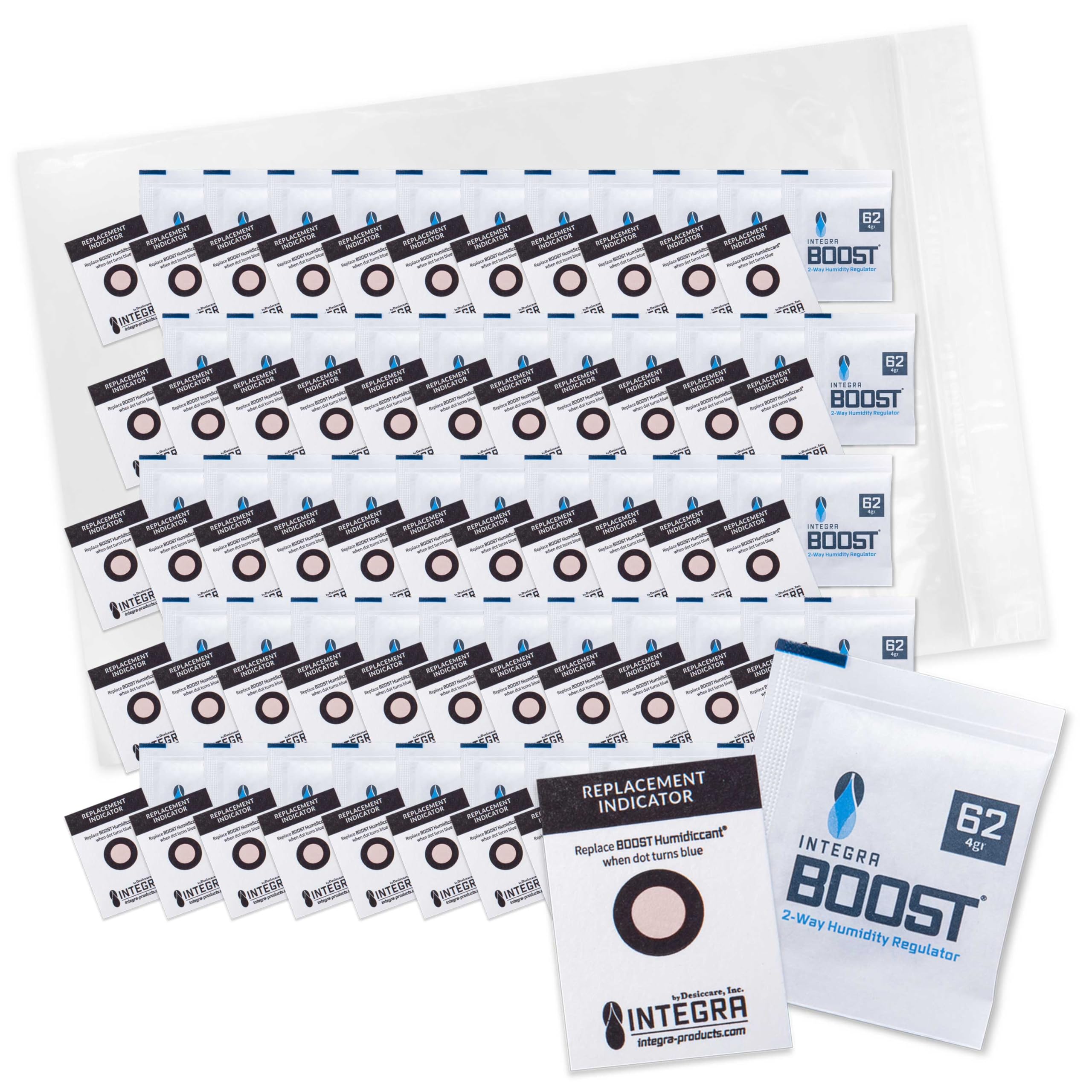 Integra Boost 2-Way Humidity Control Pack - Preserve Flavor & Control Humidity at 62% RH - Moisture Absorber for Herbs, Spices & More - 4 Gram (Pack of 50)