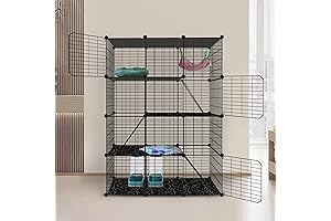 4-Tier Large Indoor Cat Cage Enclosure, Metal Wire Cat Playpen