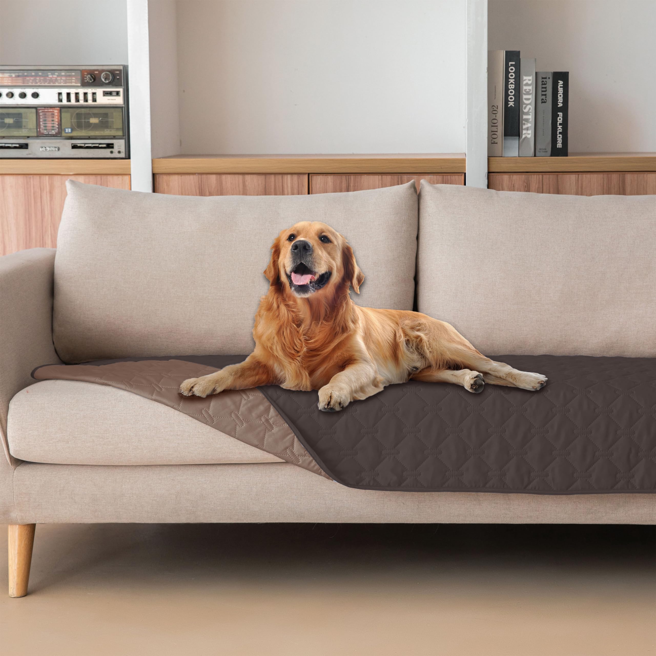 gogobunny 100% Double Sided Waterproof Dog Blanket Soft Pet Bed Cover Reversible Protect Furniture Couch Sofa Car for Puppy Large Dog Cat (Dark Coffee/Light Coffee, 30x70 Inch (Pack of 1))Global Recycled StandardGlobal Recycled StandardGlobal Recycled Standard