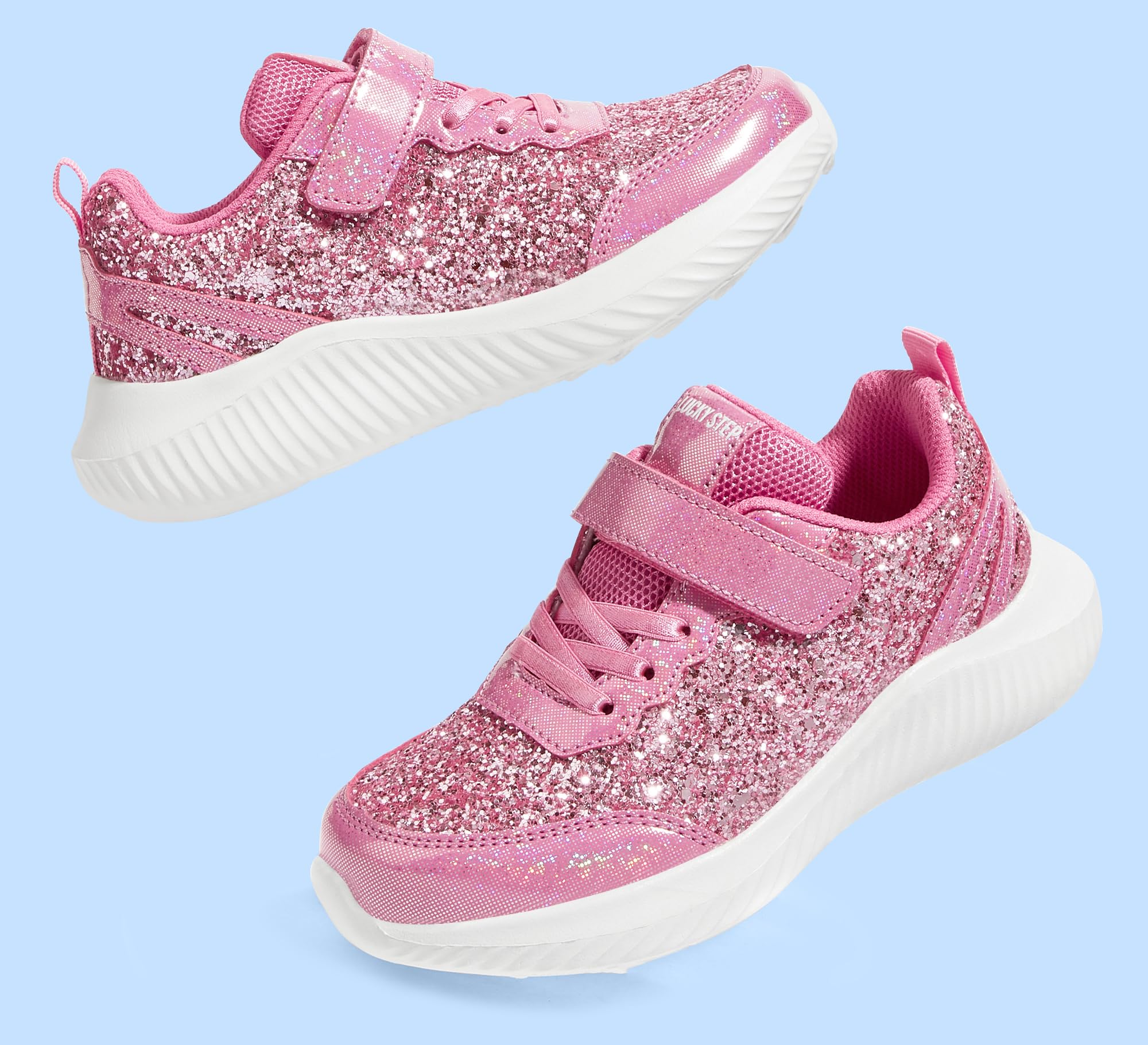 LUCKY STEP Scarpe da Ginnastica alla Moda per Bambini, Scarpe Sportive da Tennis con Paillettes per Ragazzi/Ragazze | Princess Bling Shiny Athletic Walking Scuola Tennis Scarpe per Ragazzi/Ragazze