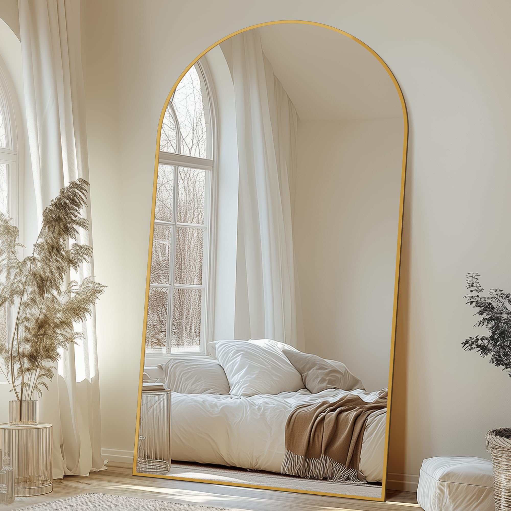 Antok Full Length Mirror, 44"x88" Oversized Floor Mirror for Bedroom, Living Room Cloakroom, Gold