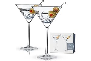 Viski Admiral Etched Martini Glasses: Crystal Martini Glasses for a Sophisticated Cocktail Experience