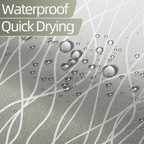 Miniatura 209 de Cortina de ducha pequeña a rayas gris claro degradado para baño, 36 x 72 pulgadas, juego de cortina de ducha geométrica para cabina de RV con Gris