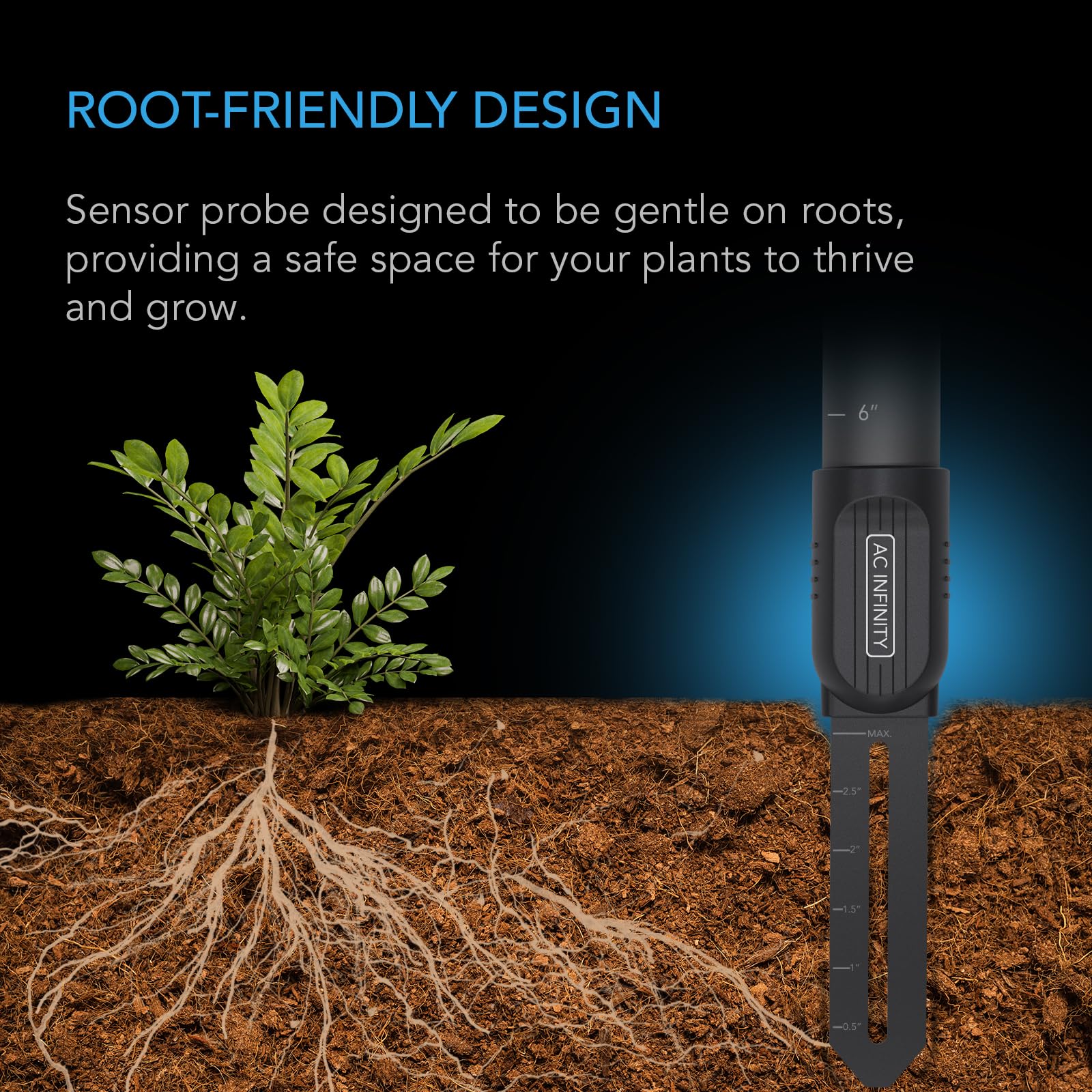 AC Infinity Sonda del sensore del suolo esclusivamente per controller AI, monitora l'umidità e la saturazione per giardini, tende da coltivazione, spazi di coltivazione, stelo staccabile, protezione