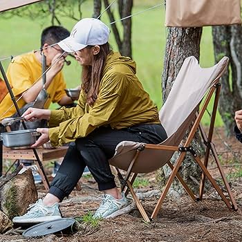 バタフライチェア スツール 折りたたみ カーキ 椅子 アウトドア キャンプ 屋外 Amazon.co.jp: 大人用折りたたみバタフライチェア、取り外し可能
