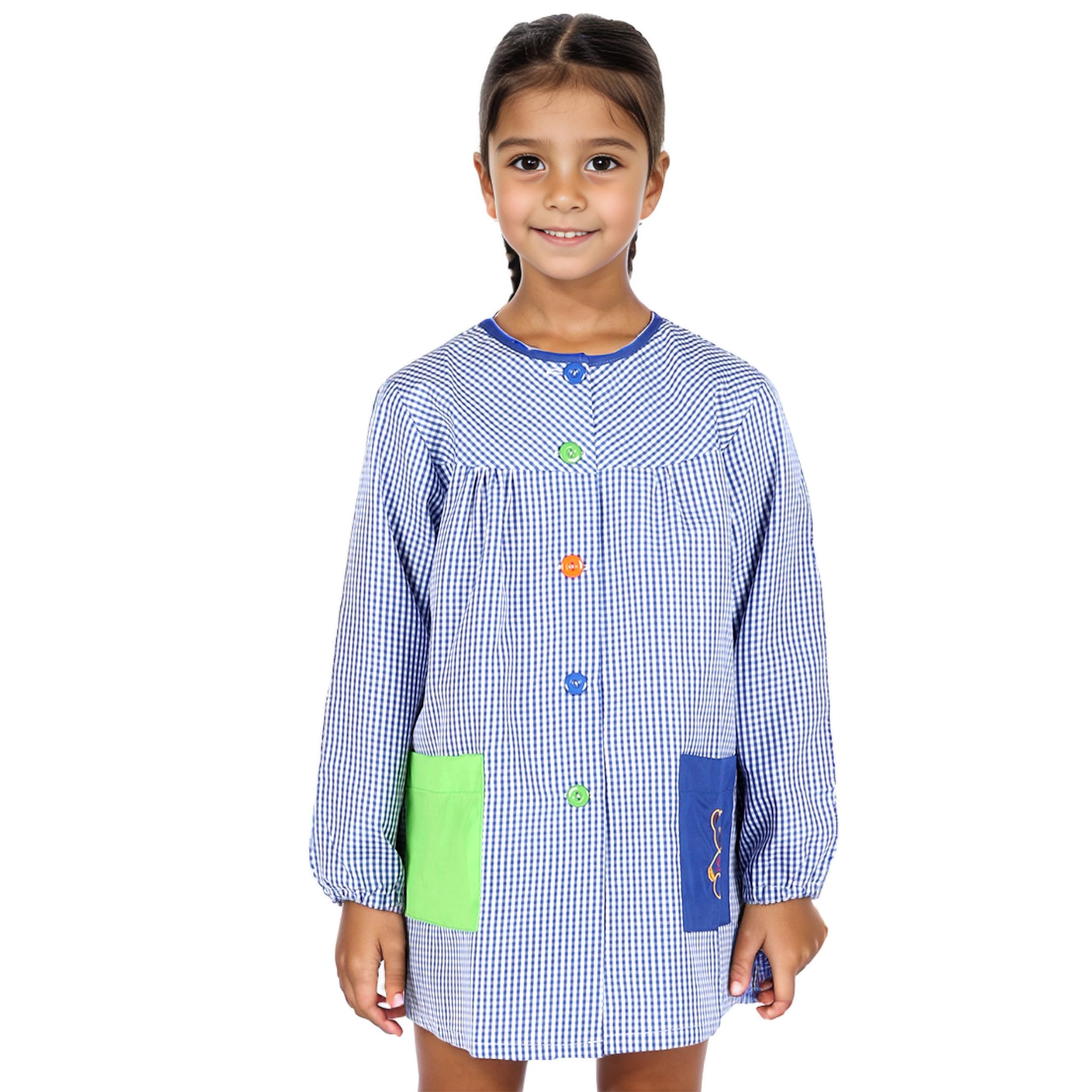 Etrexonline Bata Escolar Unisex para Niños y Niñas - Uniforme Infantil para Guardería y Colegio con Botones, Duradero y Cómodo