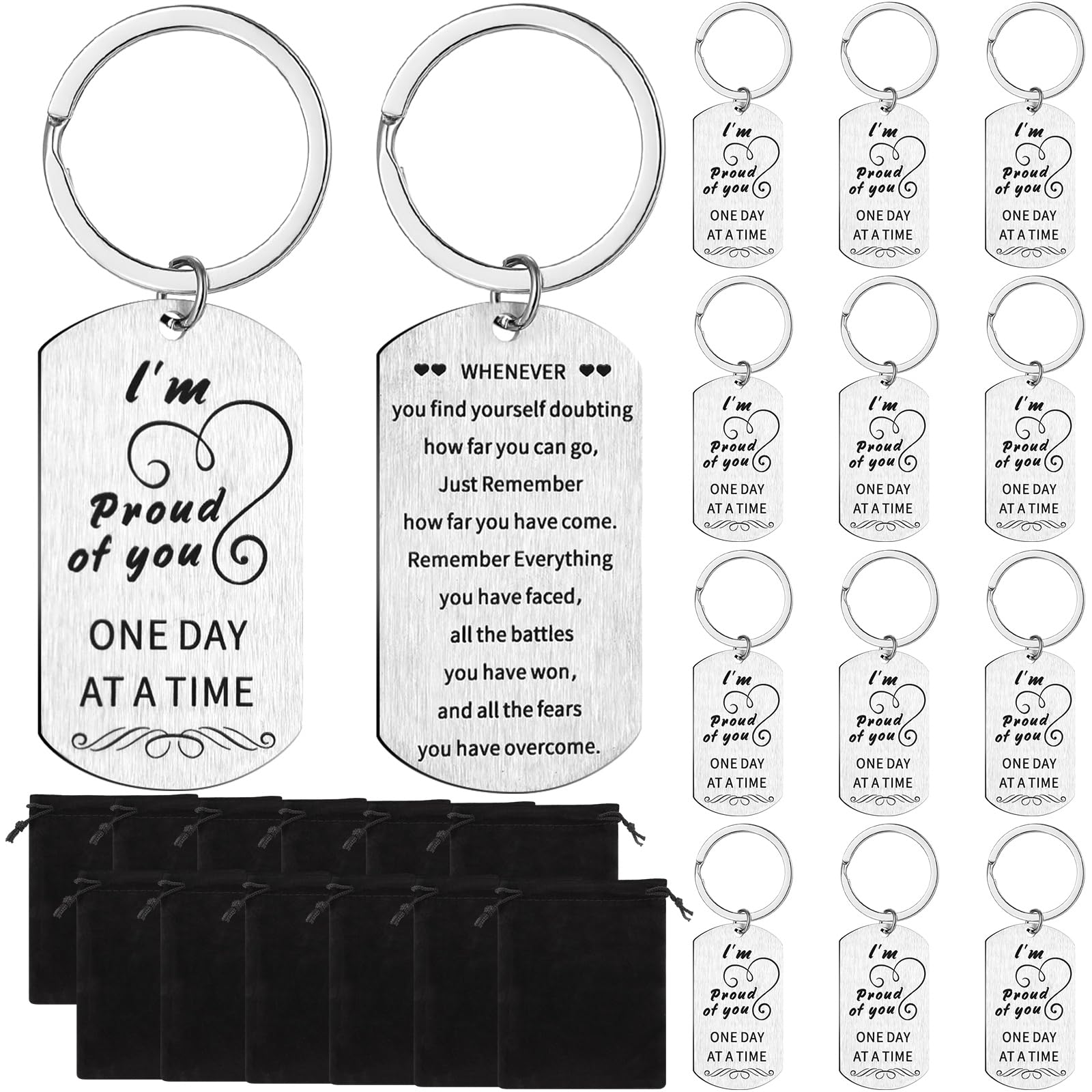 Landical 12 Sets Sobriety Recovery Gifts Keychains For Men Women
