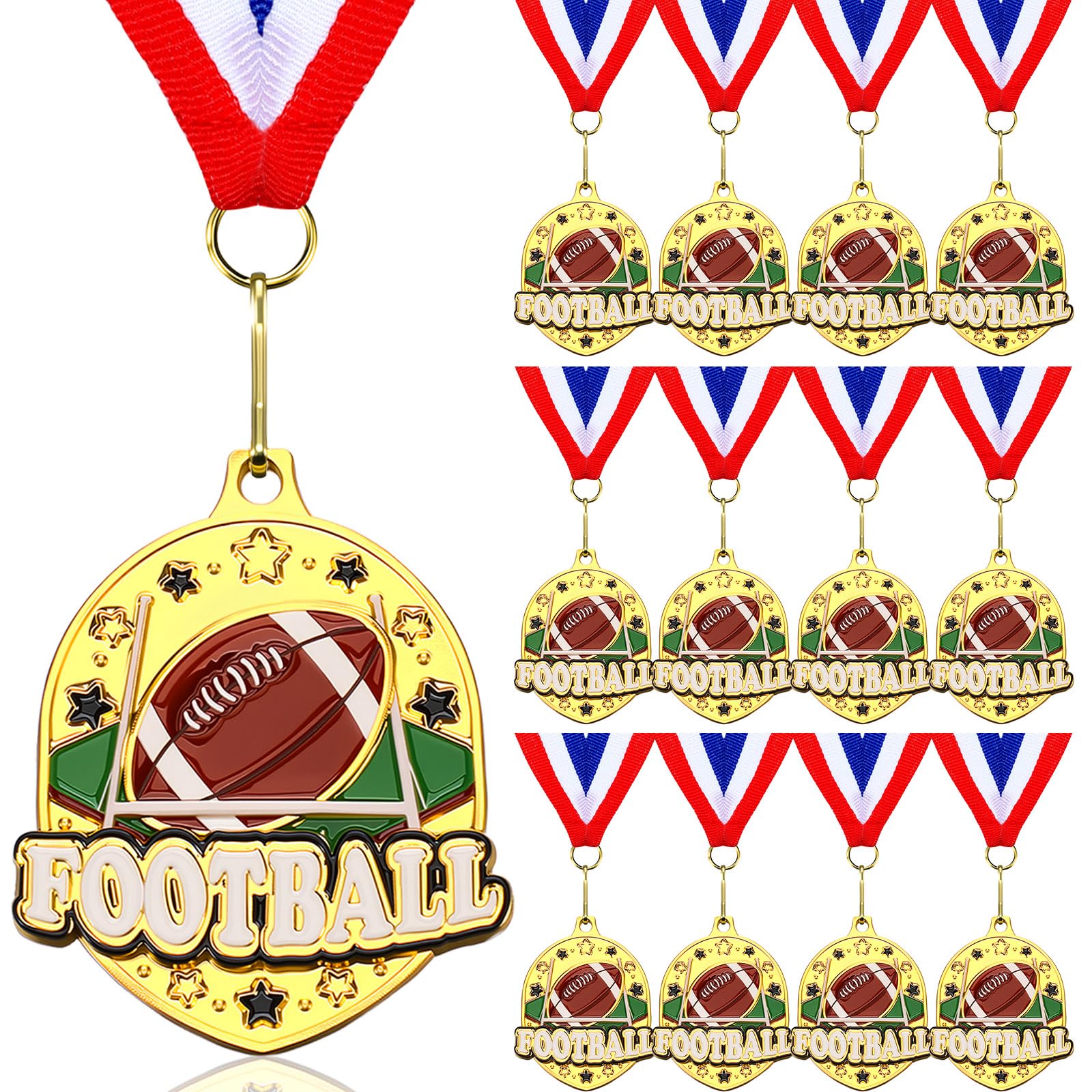 12 Pcs Gold Award Medals Bulk 2.2 Inch Basketball Volleyball Royal Dance Softball Metal Medals with Neck Ribbons Metal Trophy Award Prize Gifts for Tournaments Sports Competitions