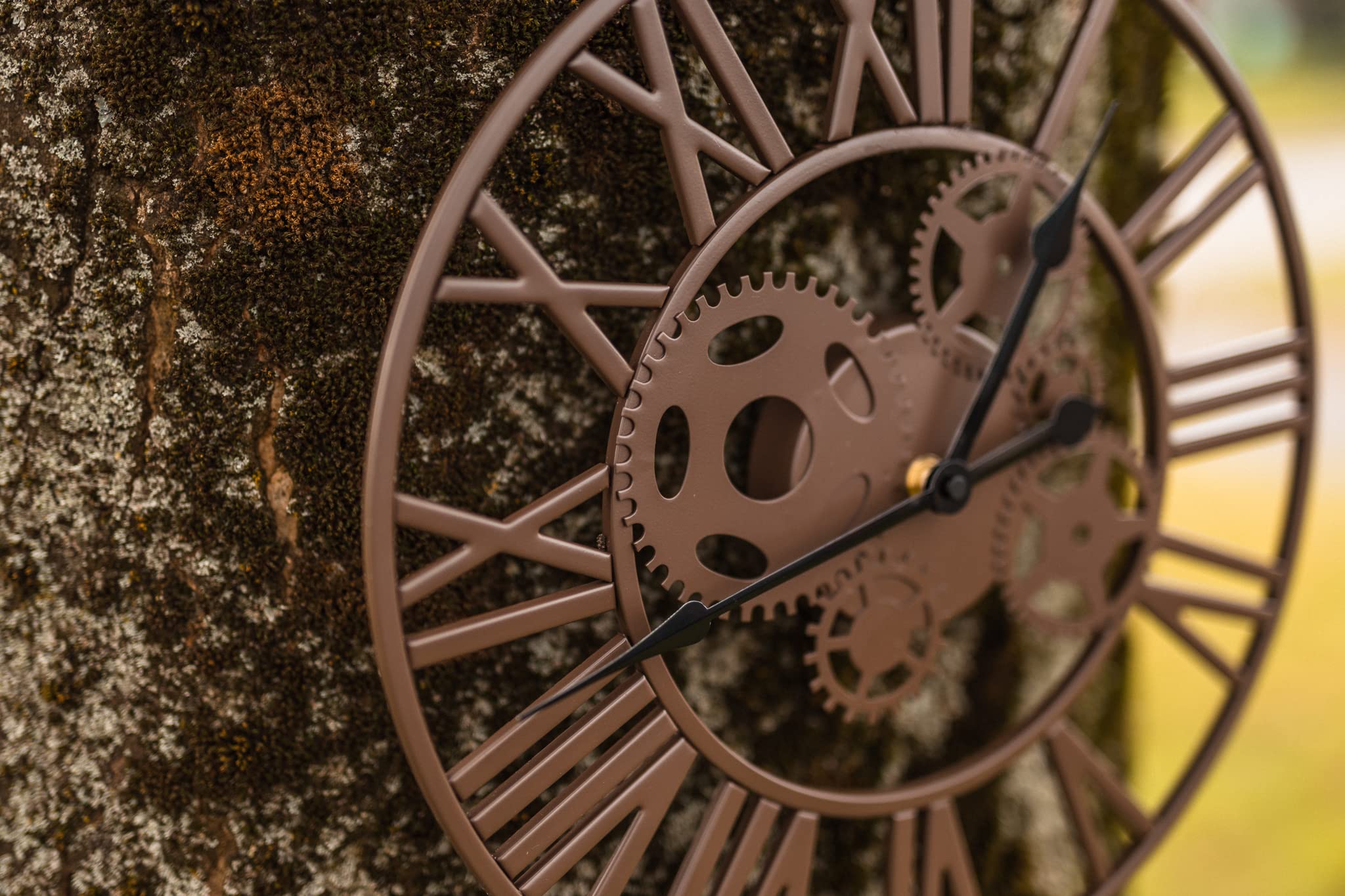 Garden Mile Grande horloge murale 35 cm avec chiffres romains pour intérieur et extérieur Marron