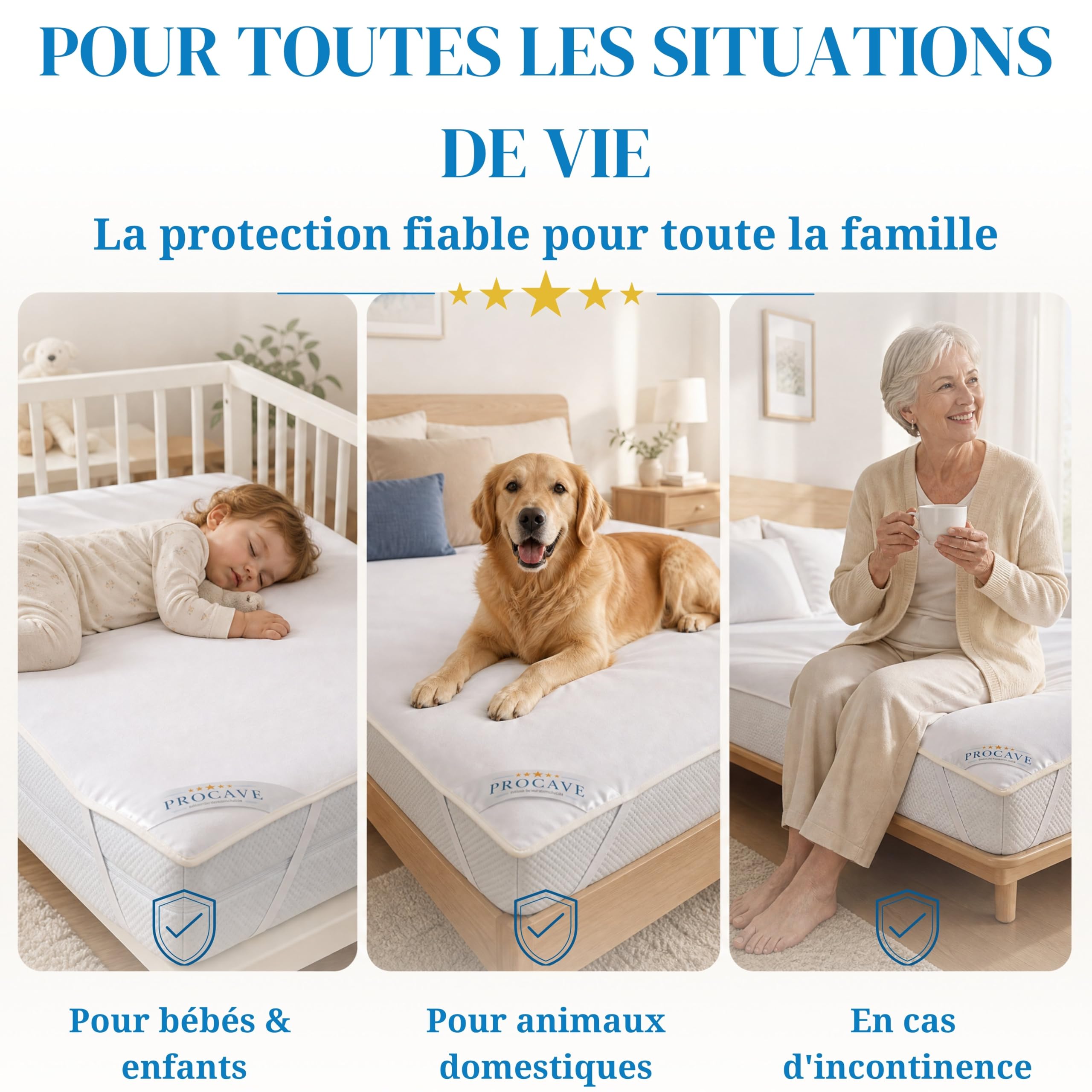 PROCAVE | protège-Matelas imperméable dans des Tailles différentes | alèse imperméable en Molleton | fabriqué en Allemagne | protège-Oreiller| 160x200 cm