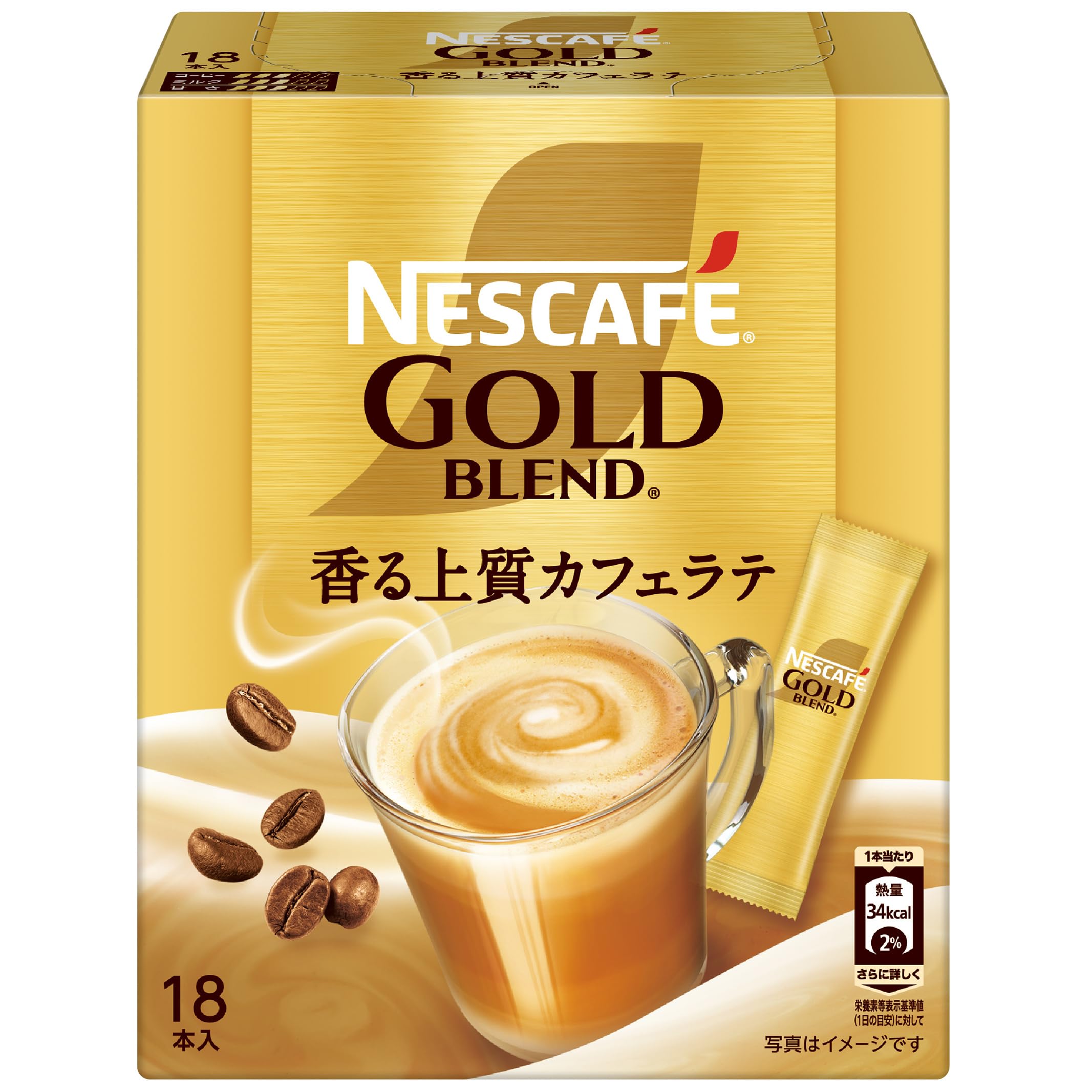 ネスカフェ ゴールドブレンド スティックコーヒー 18P,箱,カフェラテ,個包装