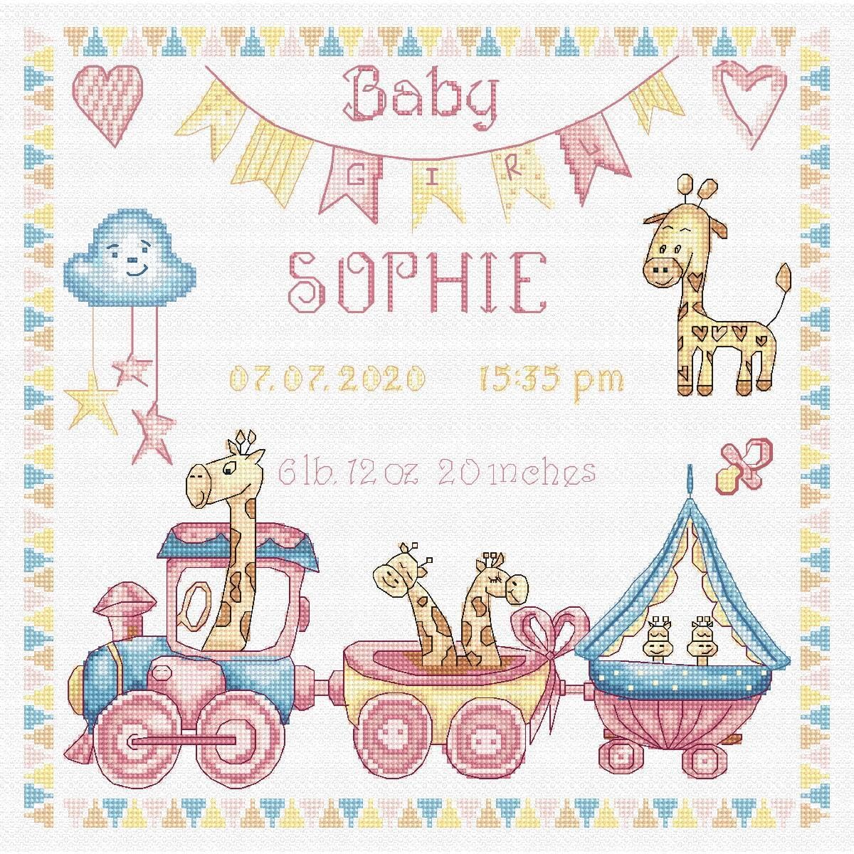 Kit point de croix compté LetiStitch LETI 935 Enregistrement naissance fille