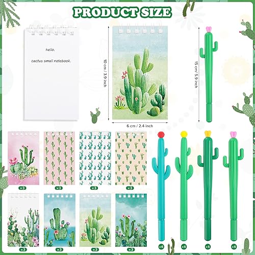 Miniatura 2 de Fulmoon 48 blocs de notas en espiral de cactus a granel con bolígrafo de cactus, mini bloc de notas para bolígrafo, mini bloc de notas, cuaderno de