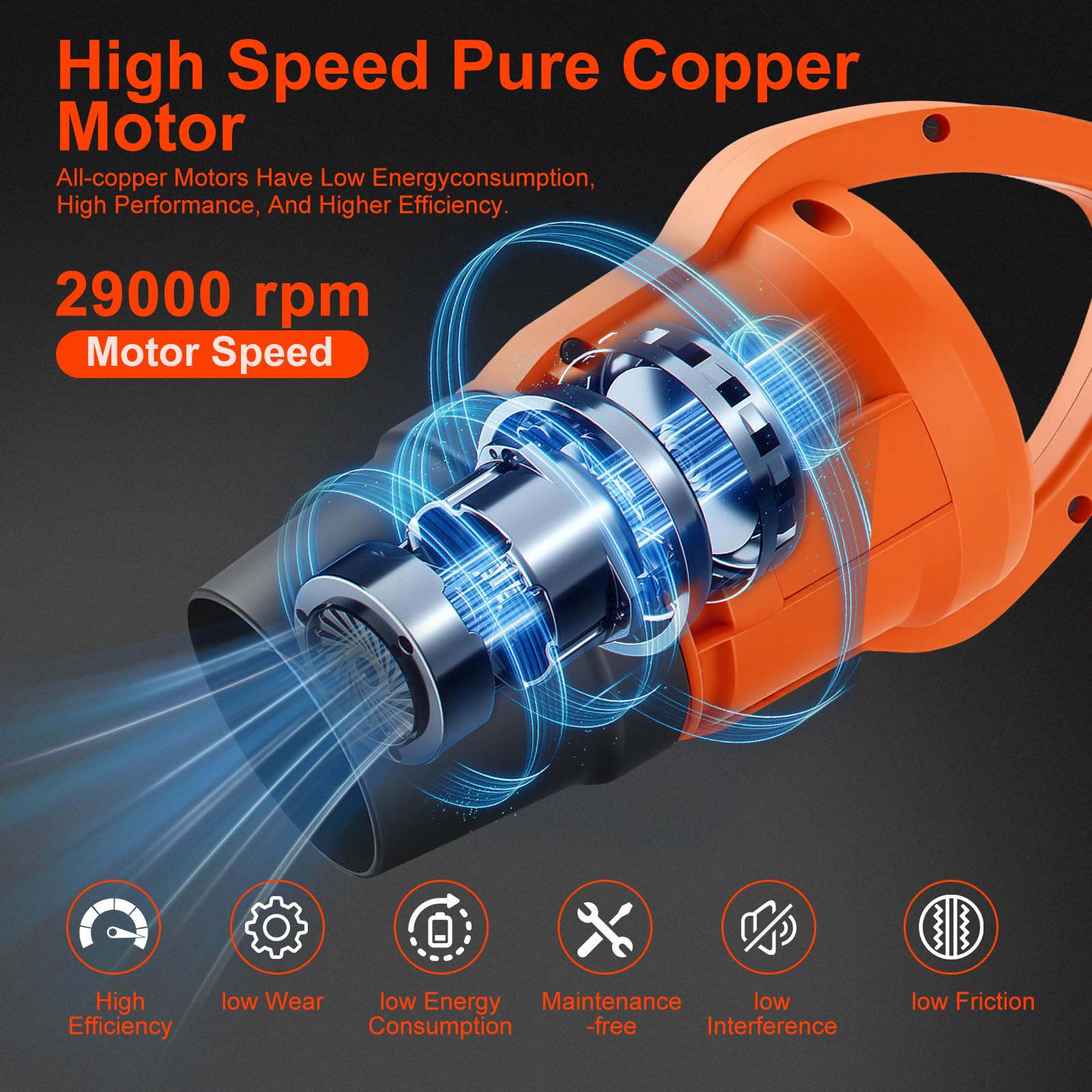 Soplador de Hojas a Batería, 21V Soplador de Aire Potente, Soplador Eléctrico con 2 Baterías y Cargador, 40.000 RPM, 360 km/h, Aspirador Hojas para Jardín, Hojas, Polvo y Nieve (Plegable)