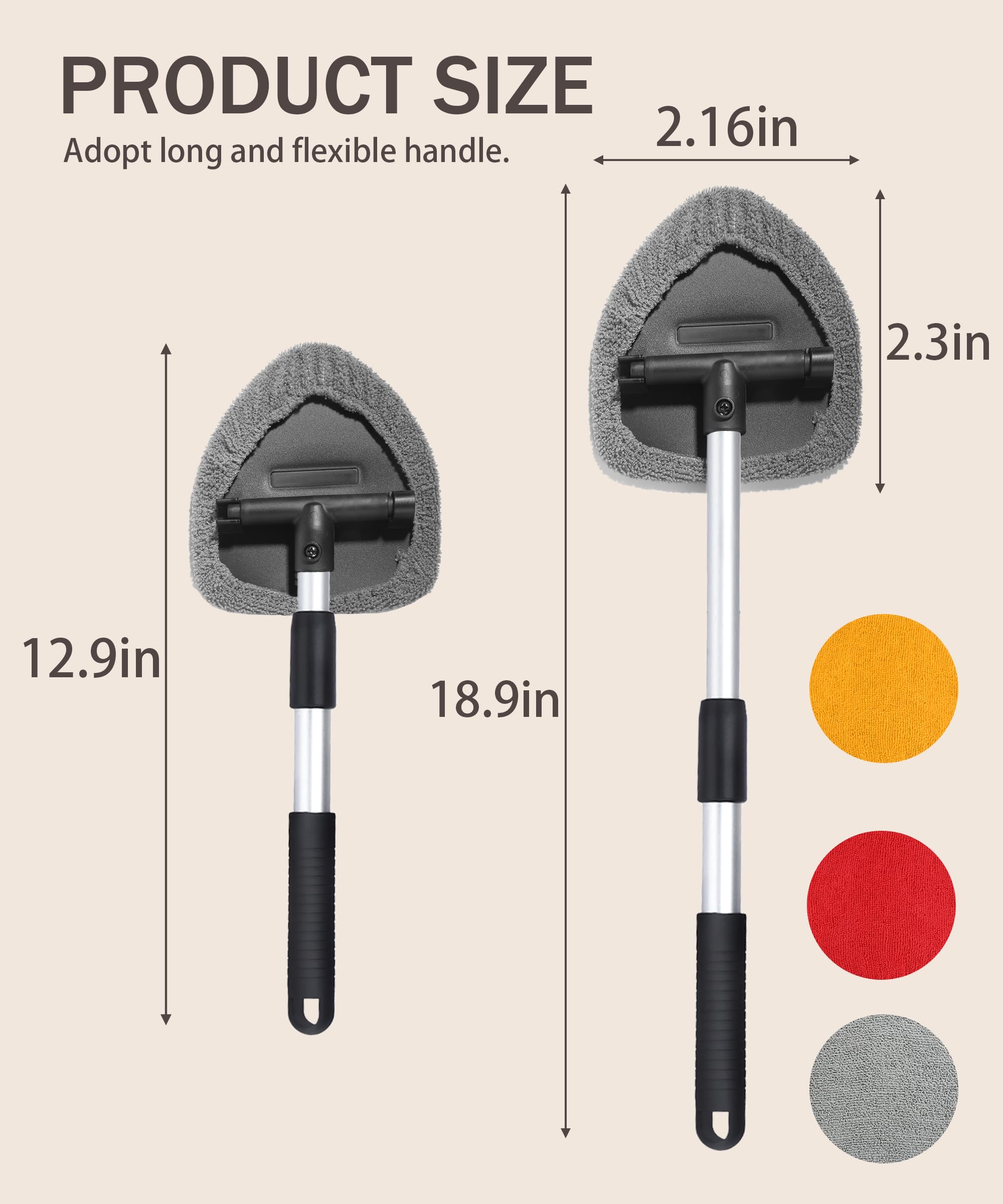 Windshield Cleaner Inside,Car Window Cleaner,Car Cleanser Brush,Car Accessories Car Cleaning Supplies Tools,Car Cleaning Kit with Extendable Handle,Microfiber Cloth,Spray Bottle,Fits All Cars