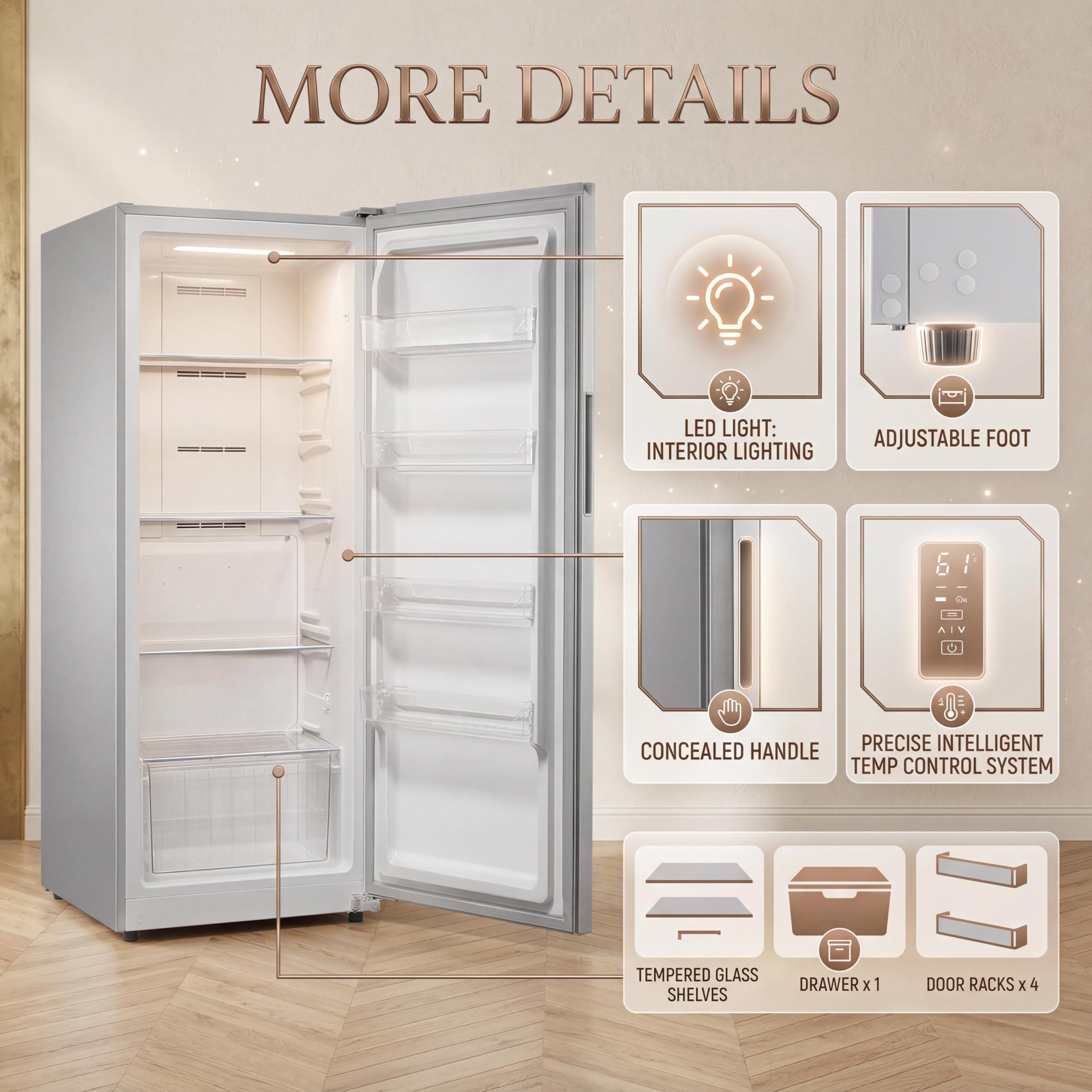 14 Cu.Ft Upright Freezer, Single Door Stand Up Freezer With Adjustable Shelves, Mechanical Temperature Control, Freestanding Deep Freezer For Garage, Kitchen, Home Use on Fridge.com - View 4