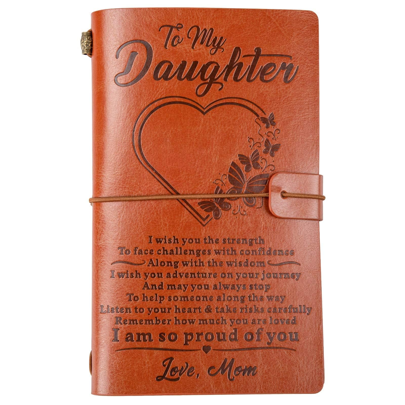 To Our Family Leather Journal from Family, Refillable Journal Notebooks, Travel Diary Anniversary Wedding Birthday Gift (To Daughter Gift from Mom)