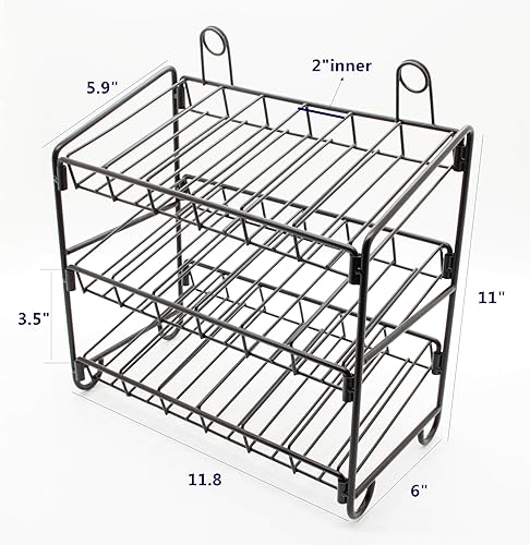 Miniatura 5 de FixtureDisplays 11.8" x 12.5" x 6.0" 3 niveles estante de alambre de encimera taza taza de 3 niveles, cápsulas de café, botella, jarabe, tarros de