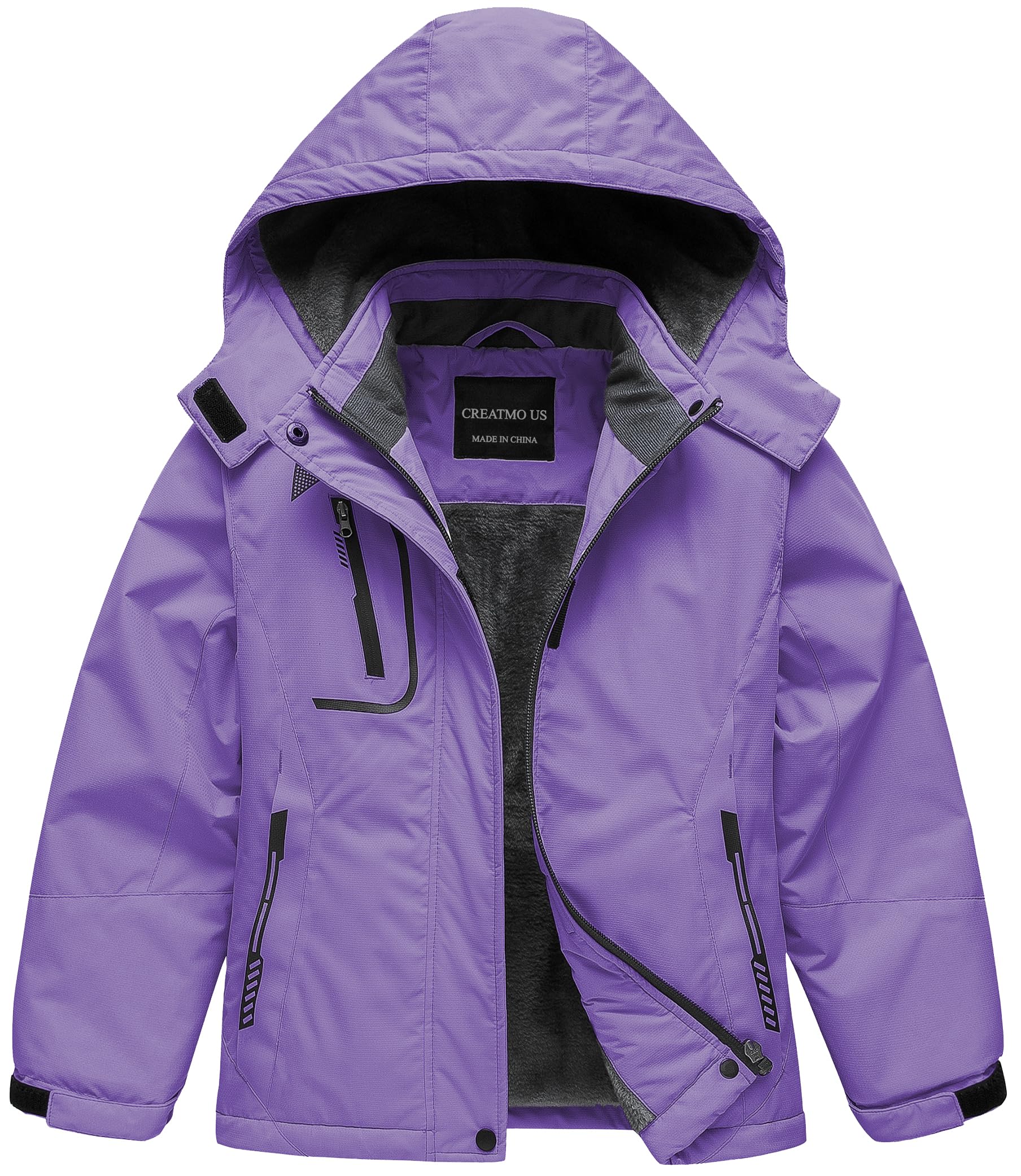 CREATMO US Girl's Waterproof Ski Jacket Warm Winter Snow Coat Windproof Snowboarding Rain Jacket
