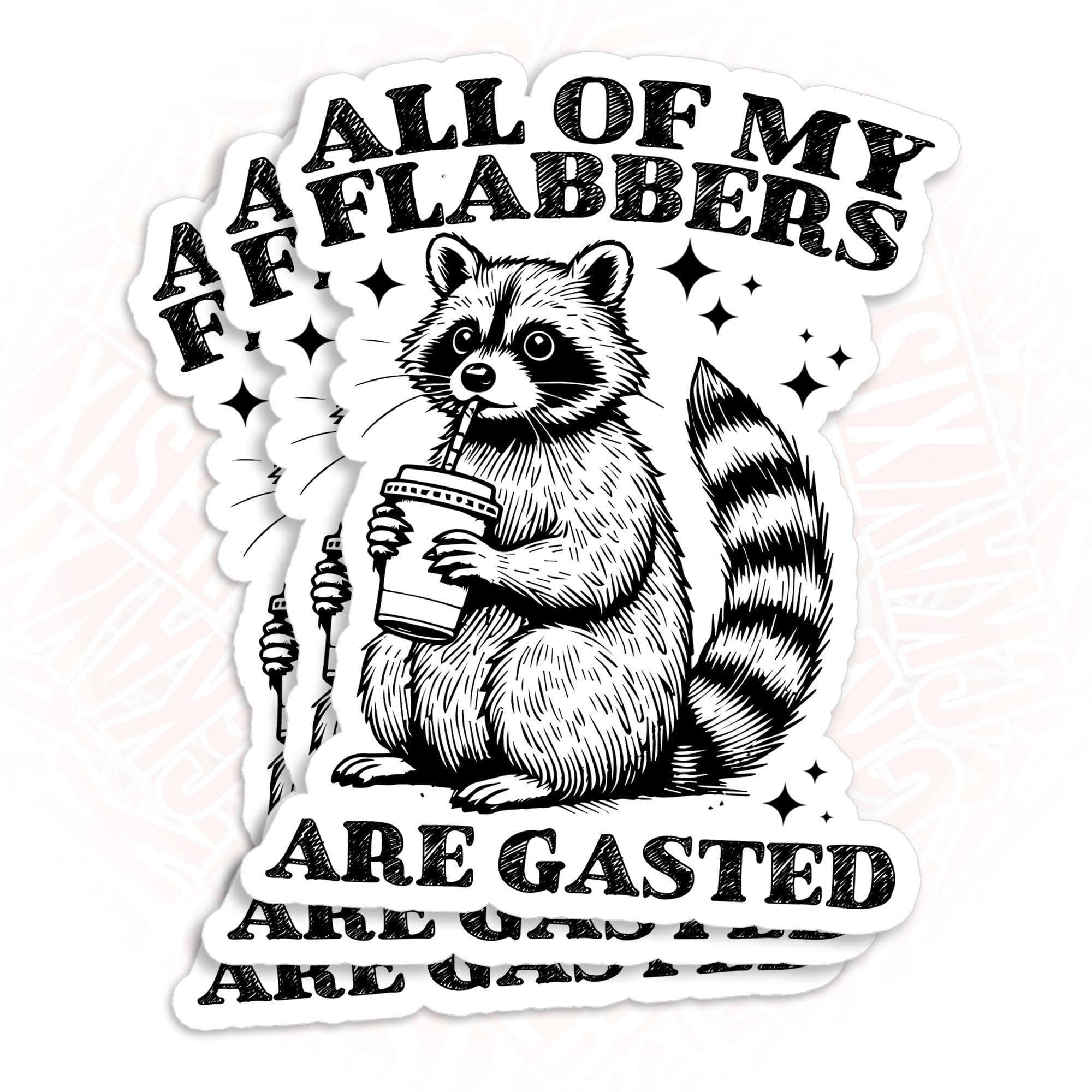 (3Pcs) All of My Flabbers are Gasted Raccoon Stickers Nurse Nursing Medical Stickers Dark Humor 2" Waterproof Die-Cut Vinyl Sticker for Laptop, Water