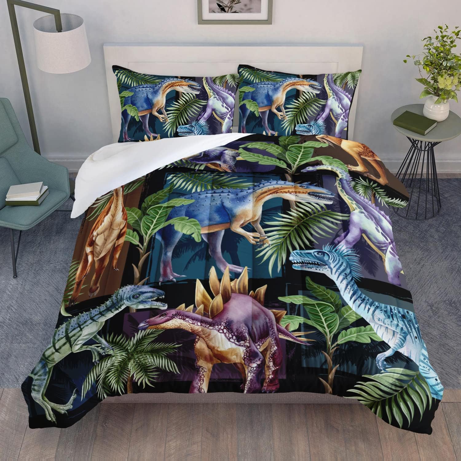 AILONEN Dinosaur Bedding Set Full Size Jurassic Jungle