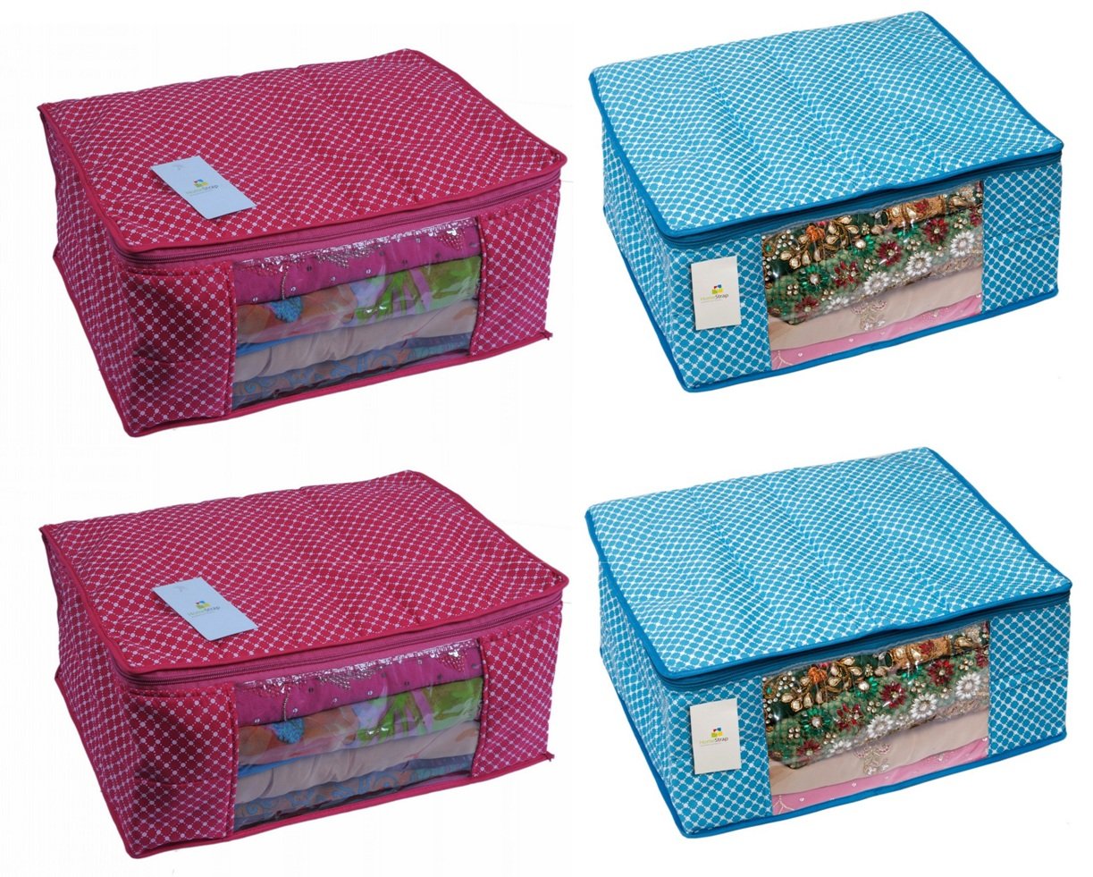 Homestrap Cotton Quilted Large Saree Cover Bag/Wardrobe Organiser - Pink & Blue - Pack of 2 (B073WV8L94) Amazon Price History, Amazon Price Tracker