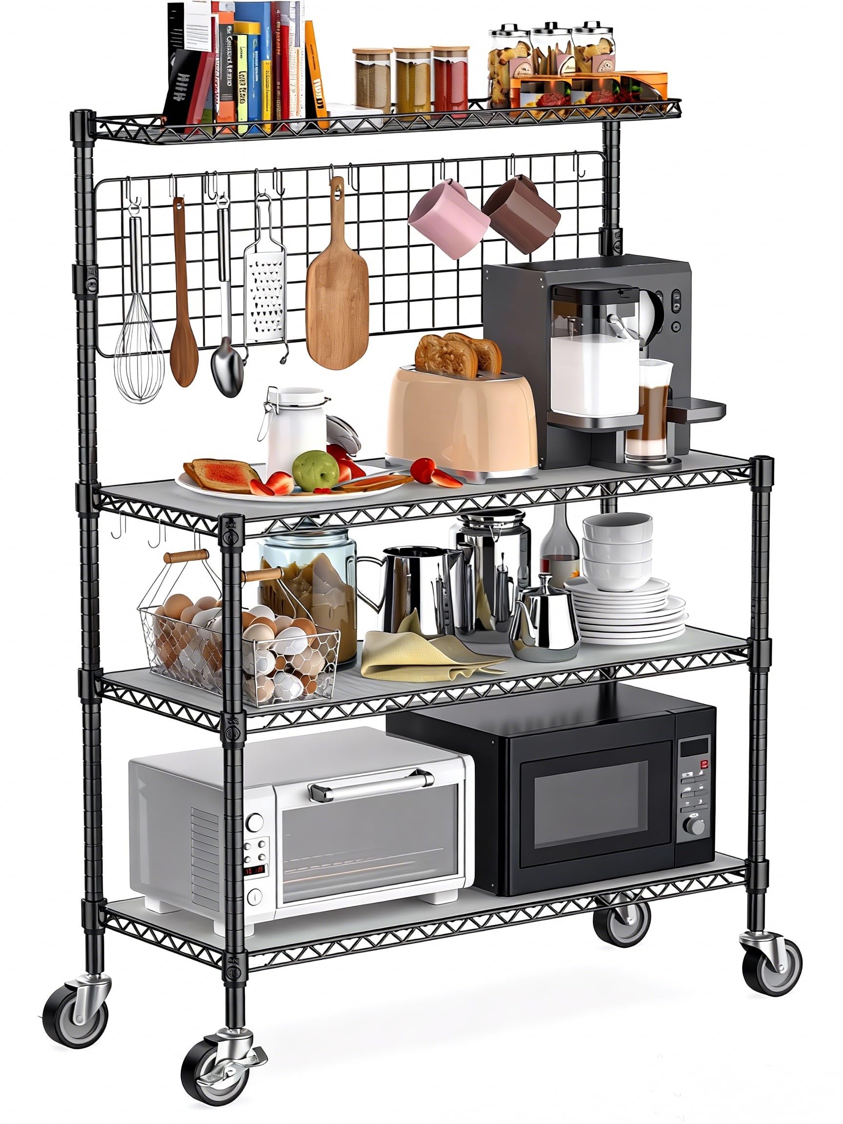 Leteuke Bakers Rack with Storage & Wheels