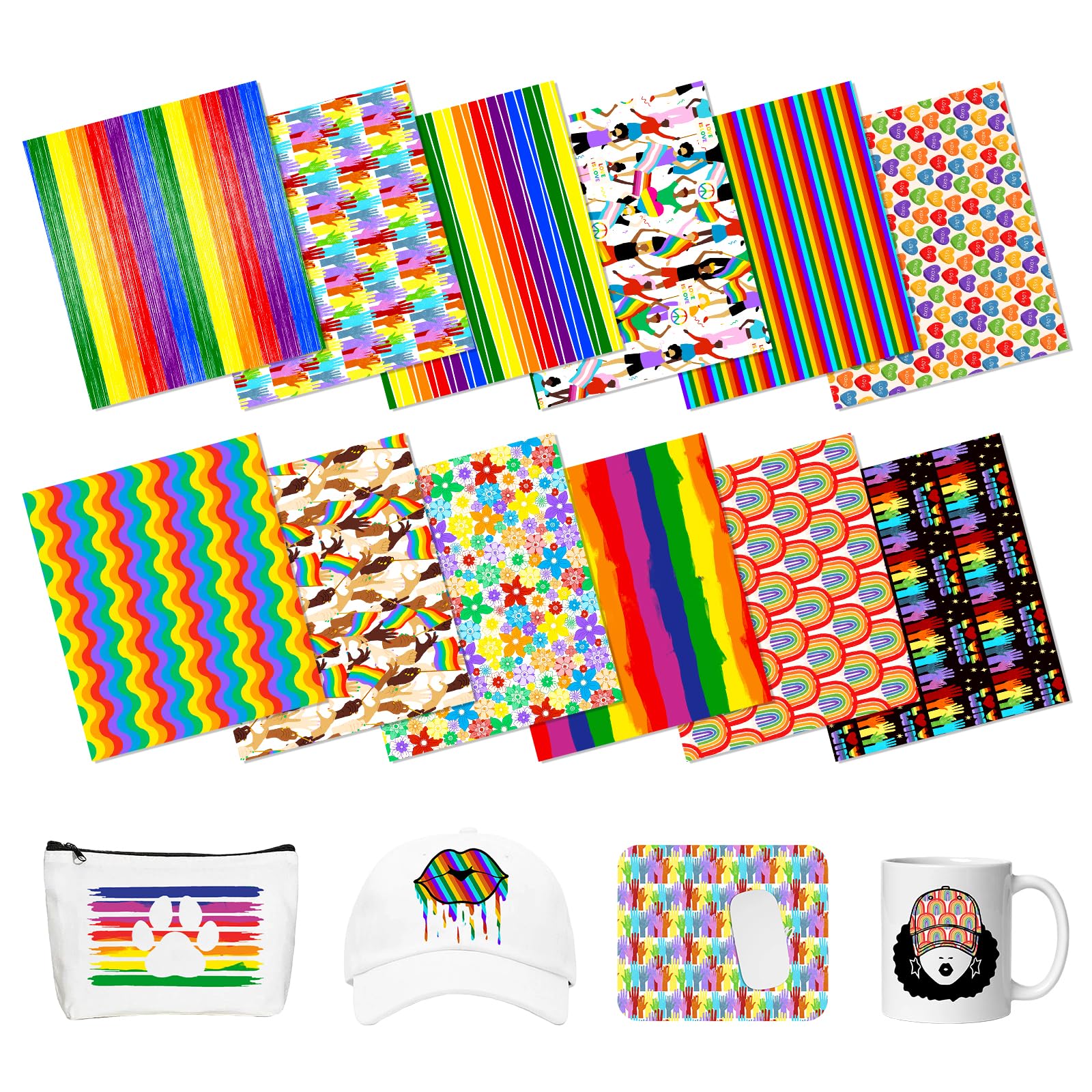 Papier sublimation LGBTQ+ pour personnaliser vos vêtements de la Marche des Fiertés lot de 12