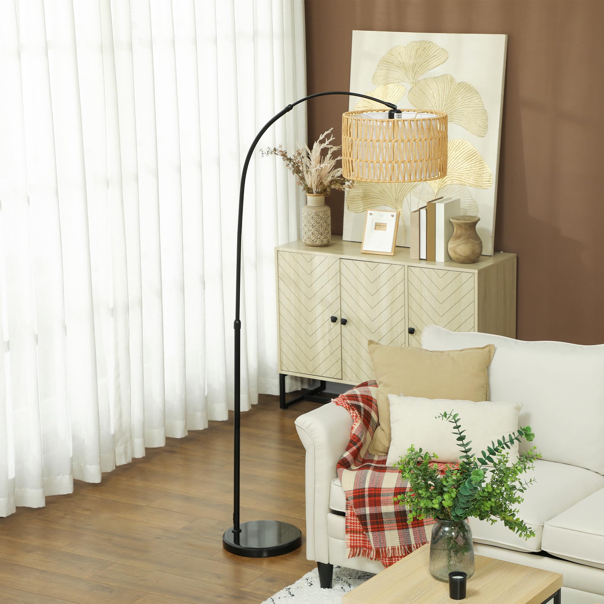 Lampa podłogowa z abażurem z lnu, E27, do salonu