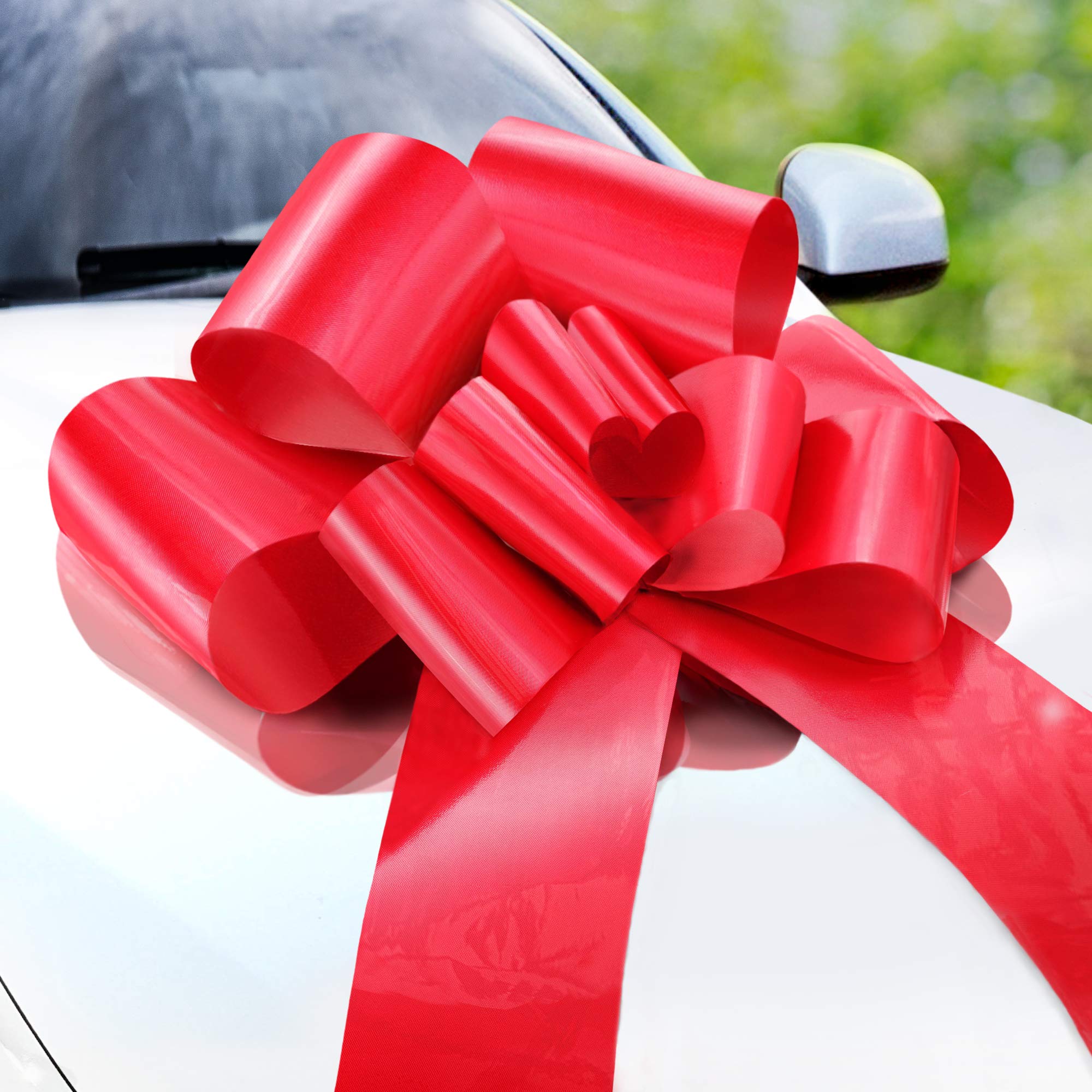 Zoe Deco - Big Car Bow - Red, 23 Inch - Giant Car Bow for Birthday, Christmas, Wedding Reception, Surprise Party - Large Gift Wrapping for Huge Present
